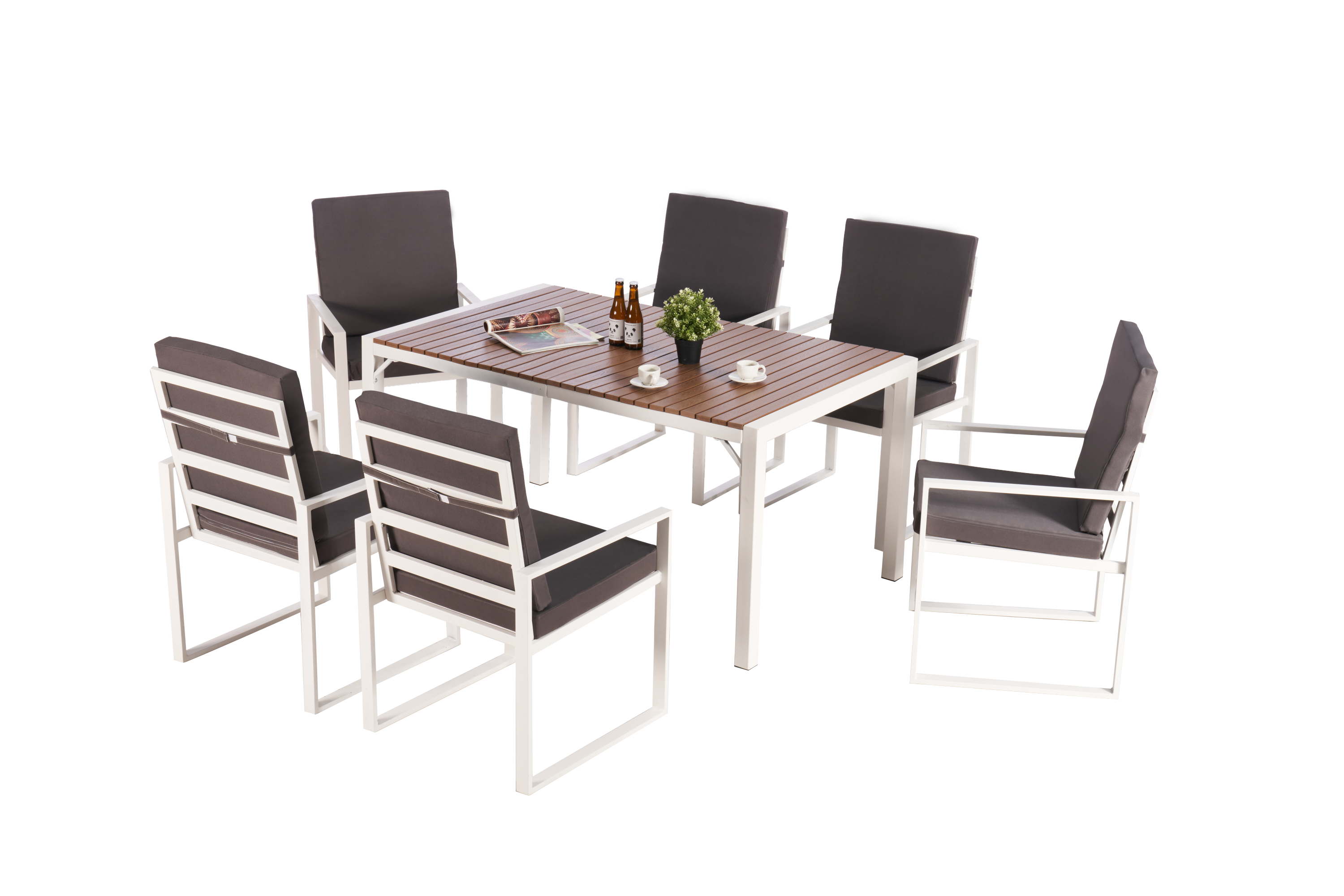 Patio Furniture Set 7 PCS Outdoor Dining Table Set, Dining Table and Chairs Set, Patio Conversation Set with Cushions