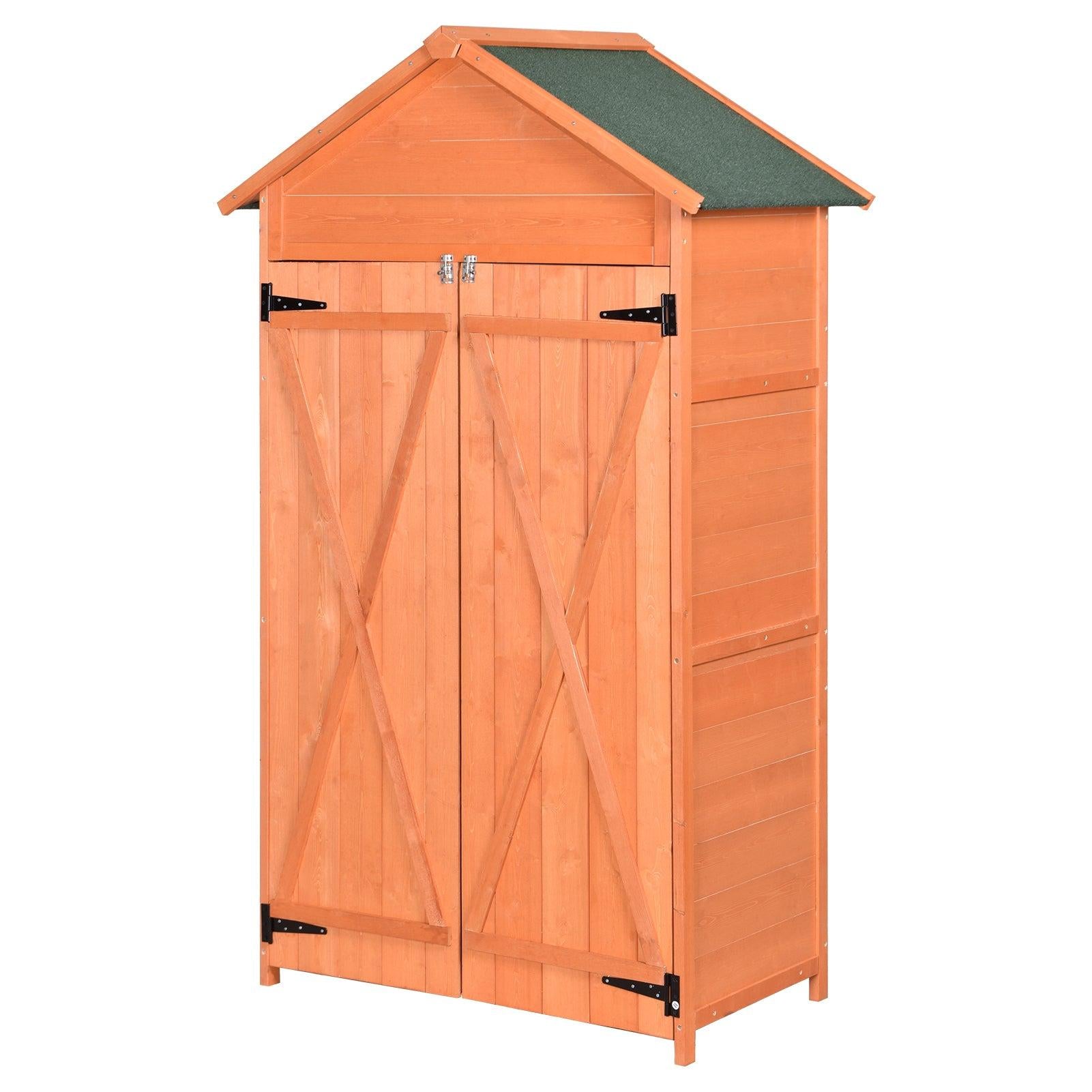 OutdoorStorage Shed Wood Tool Shed Waterproof GardenStorage Cabinet with Lockable Doors for Patio Furniture, Backyard, Lawn, Meadow, Farmland image