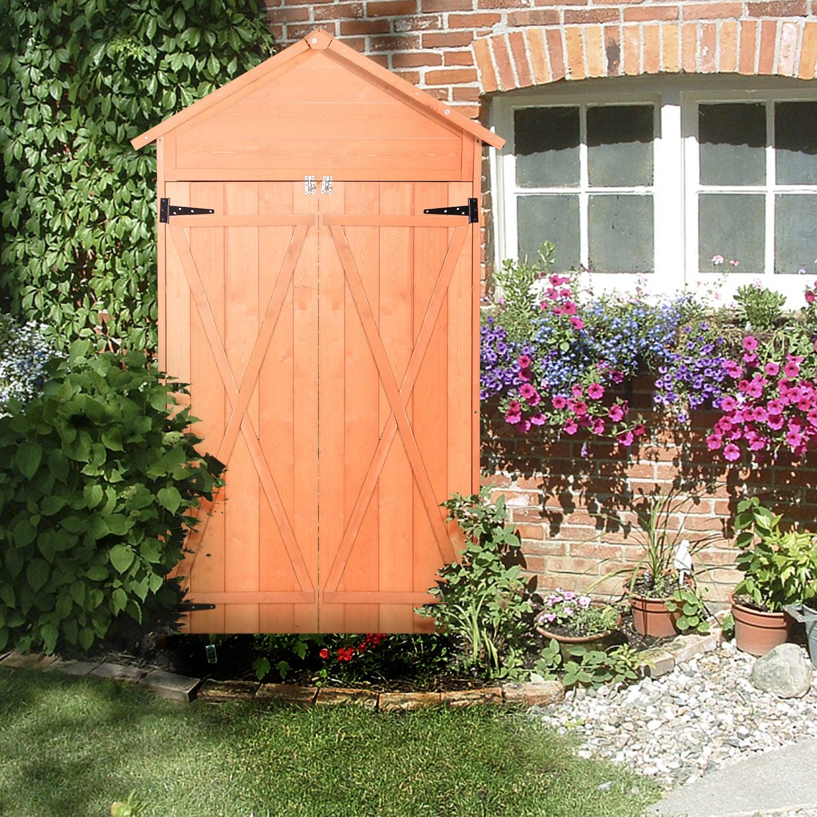 OutdoorStorage Shed Wood Tool Shed Waterproof GardenStorage Cabinet with Lockable Doors for Patio Furniture, Backyard, Lawn, Meadow, Farmland