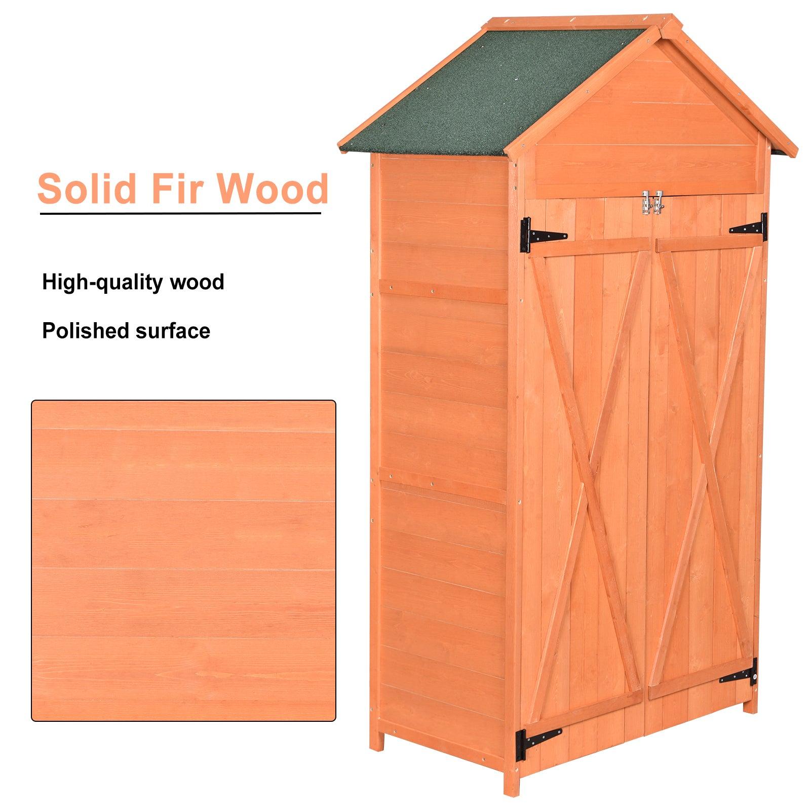 OutdoorStorage Shed Wood Tool Shed Waterproof GardenStorage Cabinet with Lockable Doors for Patio Furniture, Backyard, Lawn, Meadow, Farmland