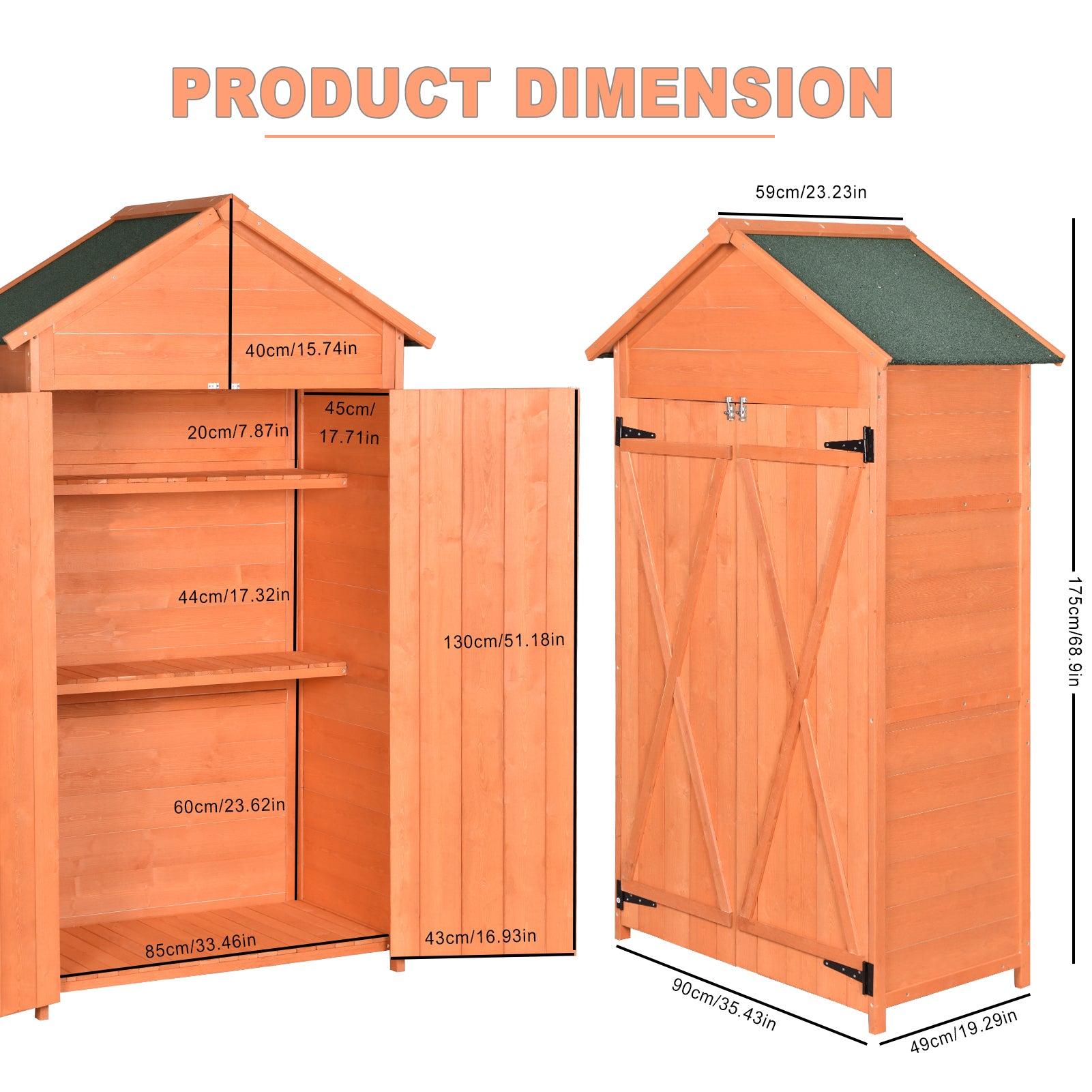 OutdoorStorage Shed Wood Tool Shed Waterproof GardenStorage Cabinet with Lockable Doors for Patio Furniture, Backyard, Lawn, Meadow, Farmland