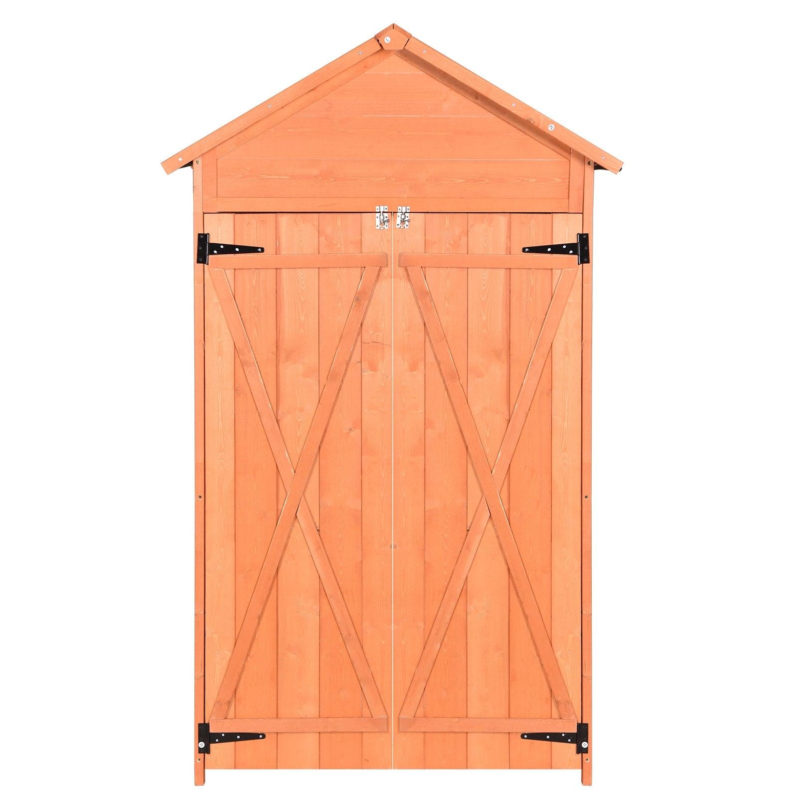 OutdoorStorage Shed Wood Tool Shed Waterproof GardenStorage Cabinet with Lockable Doors for Patio Furniture, Backyard, Lawn, Meadow, Farmland