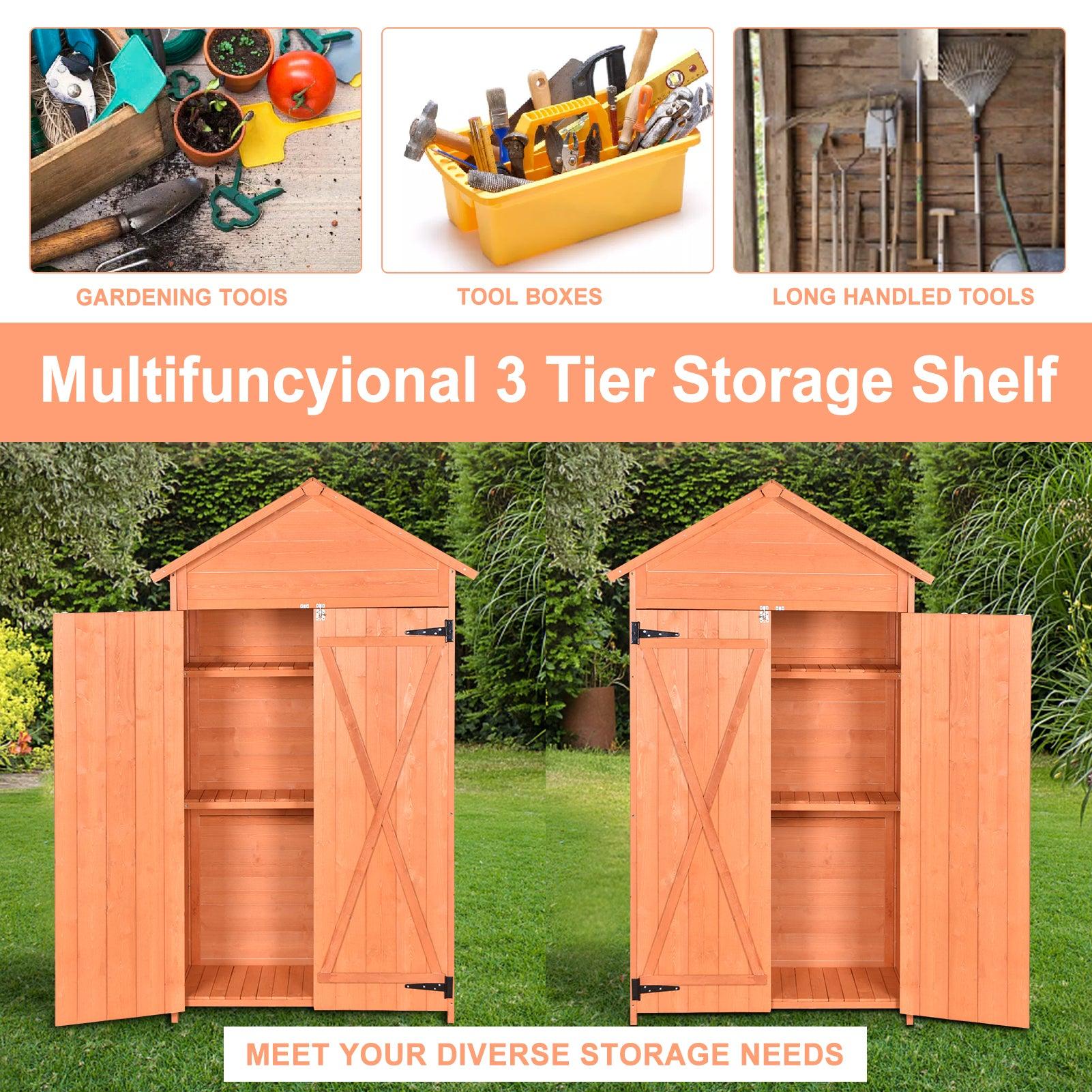 OutdoorStorage Shed Wood Tool Shed Waterproof GardenStorage Cabinet with Lockable Doors for Patio Furniture, Backyard, Lawn, Meadow, Farmland