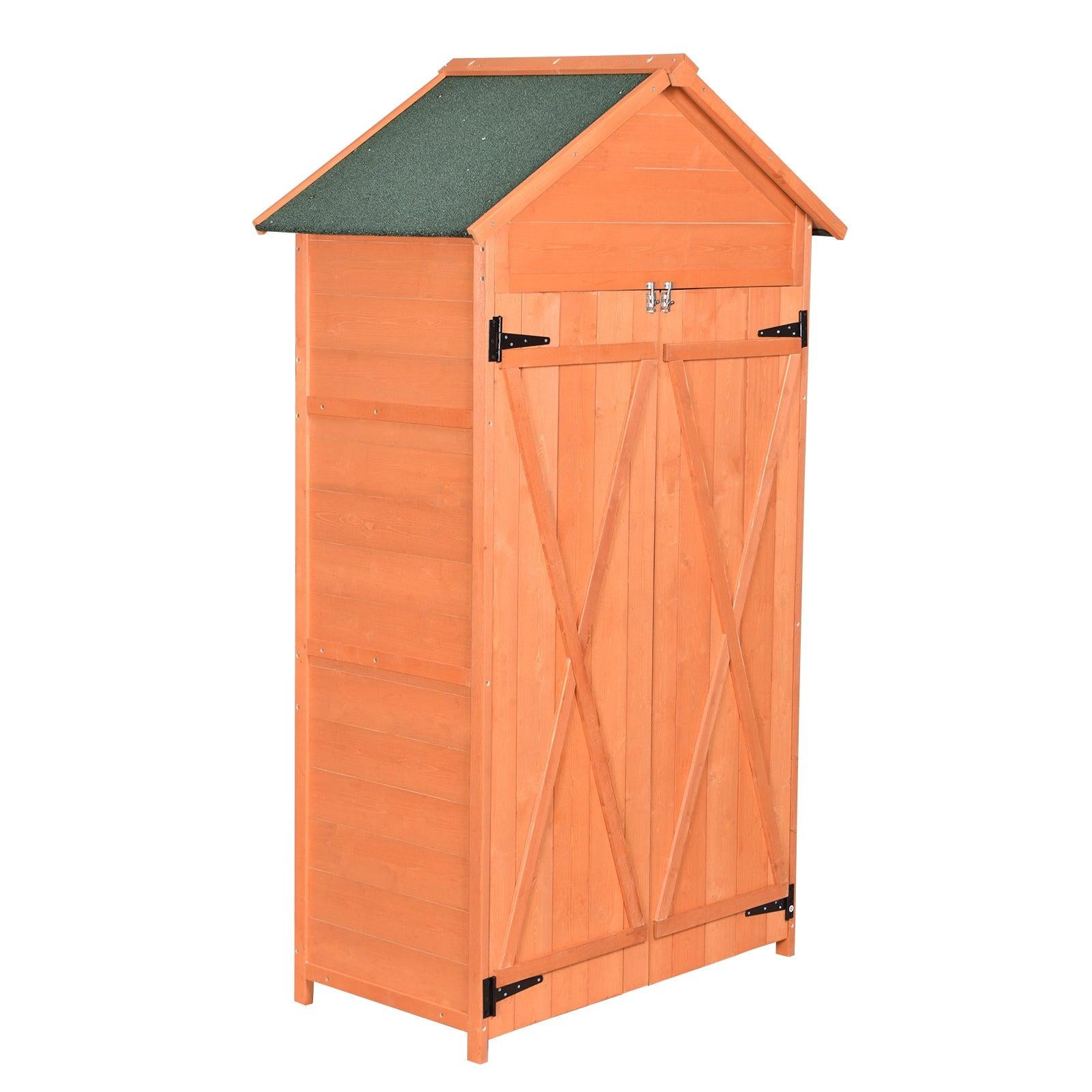 OutdoorStorage Shed Wood Tool Shed Waterproof GardenStorage Cabinet with Lockable Doors for Patio Furniture, Backyard, Lawn, Meadow, Farmland