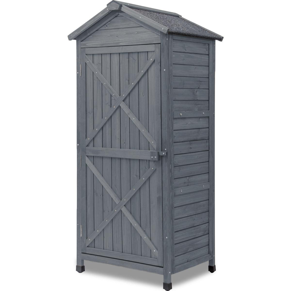 Outdoor WoodenStorage Sheds Fir Wood Lockers with Workstation - Gray