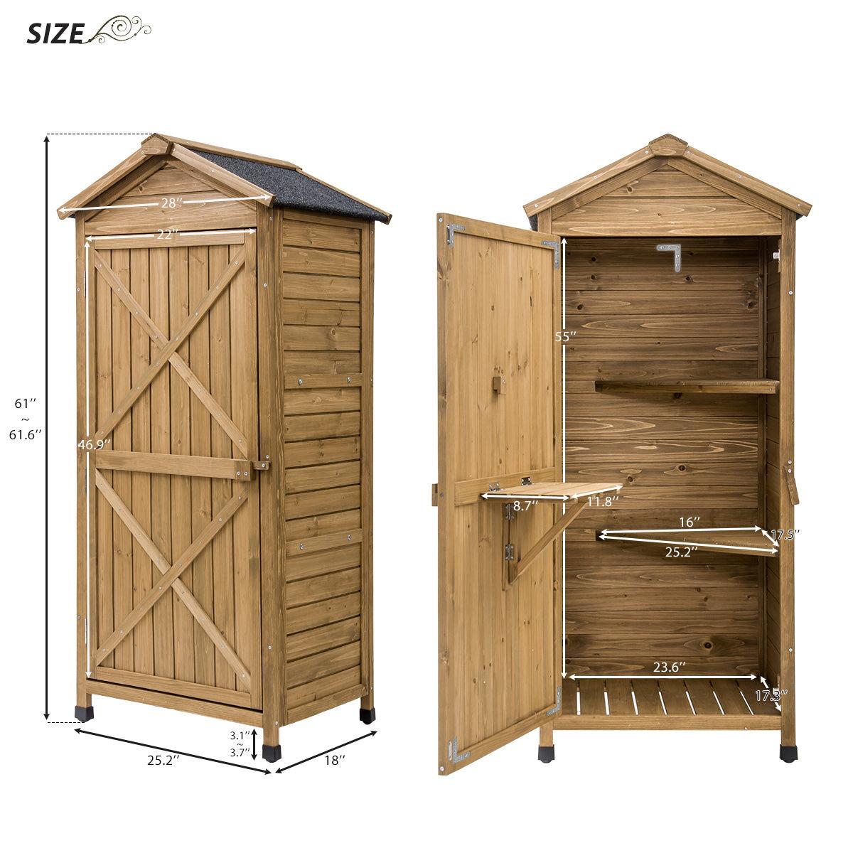 Outdoor WoodenStorage Sheds Fir Wood Lockers with Workstation - Natural