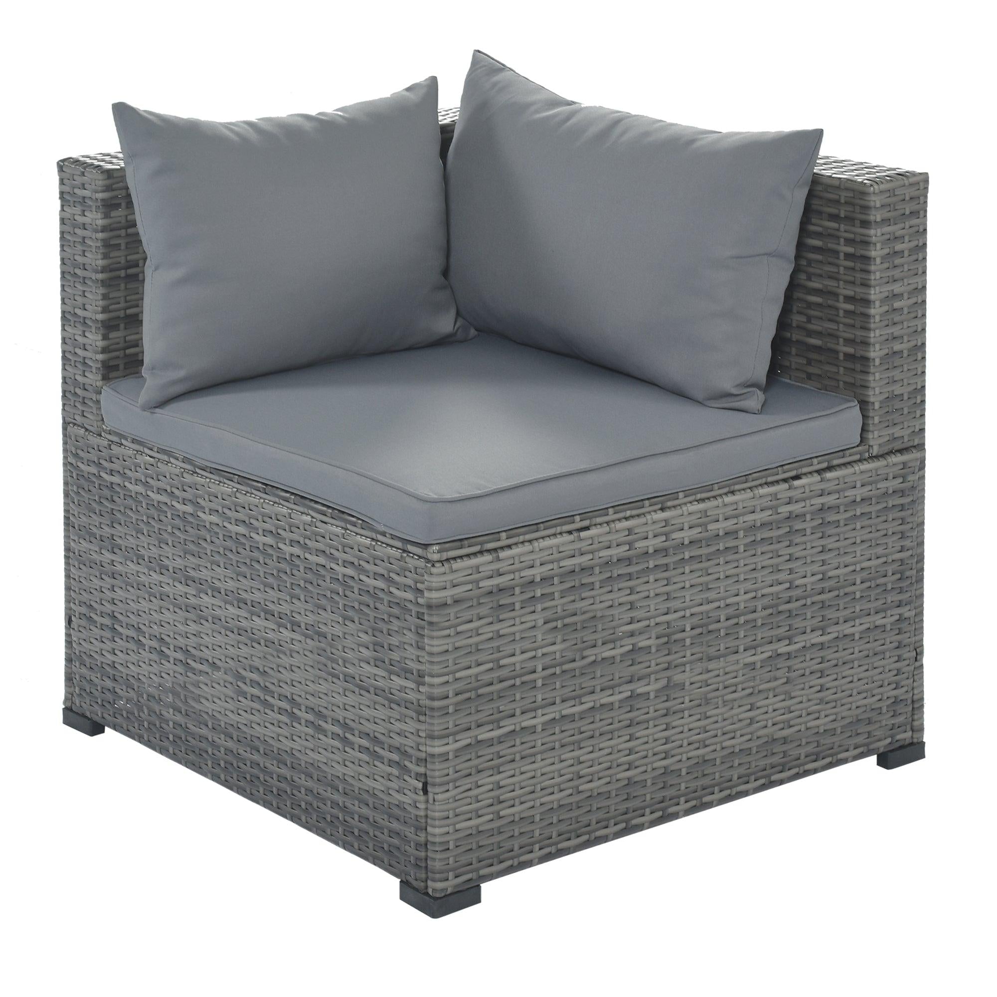 9 PCS Outdoor Patio Large Arrangeable Rattan Furniture Sofa Set with Gray Cushion and Gray Wicker