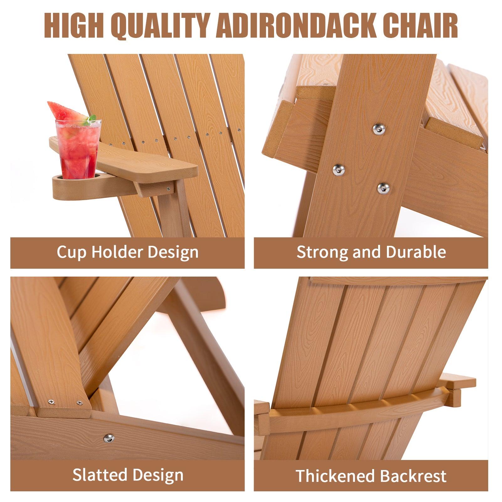 All-Weather and Fade-Resistant Adirondack Chair with Cup Holder Plastic