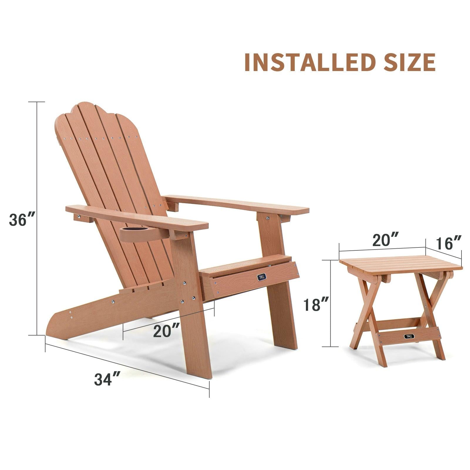 All-Weather and Fade-Resistant Adirondack Chair with Cup Holder Plastic