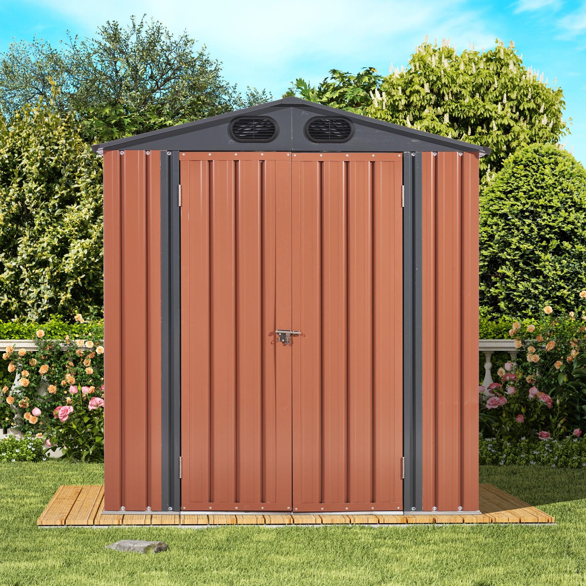 6ft x 4ft Outdoor Galvanized SteelStorage Shed with Lockable Door image