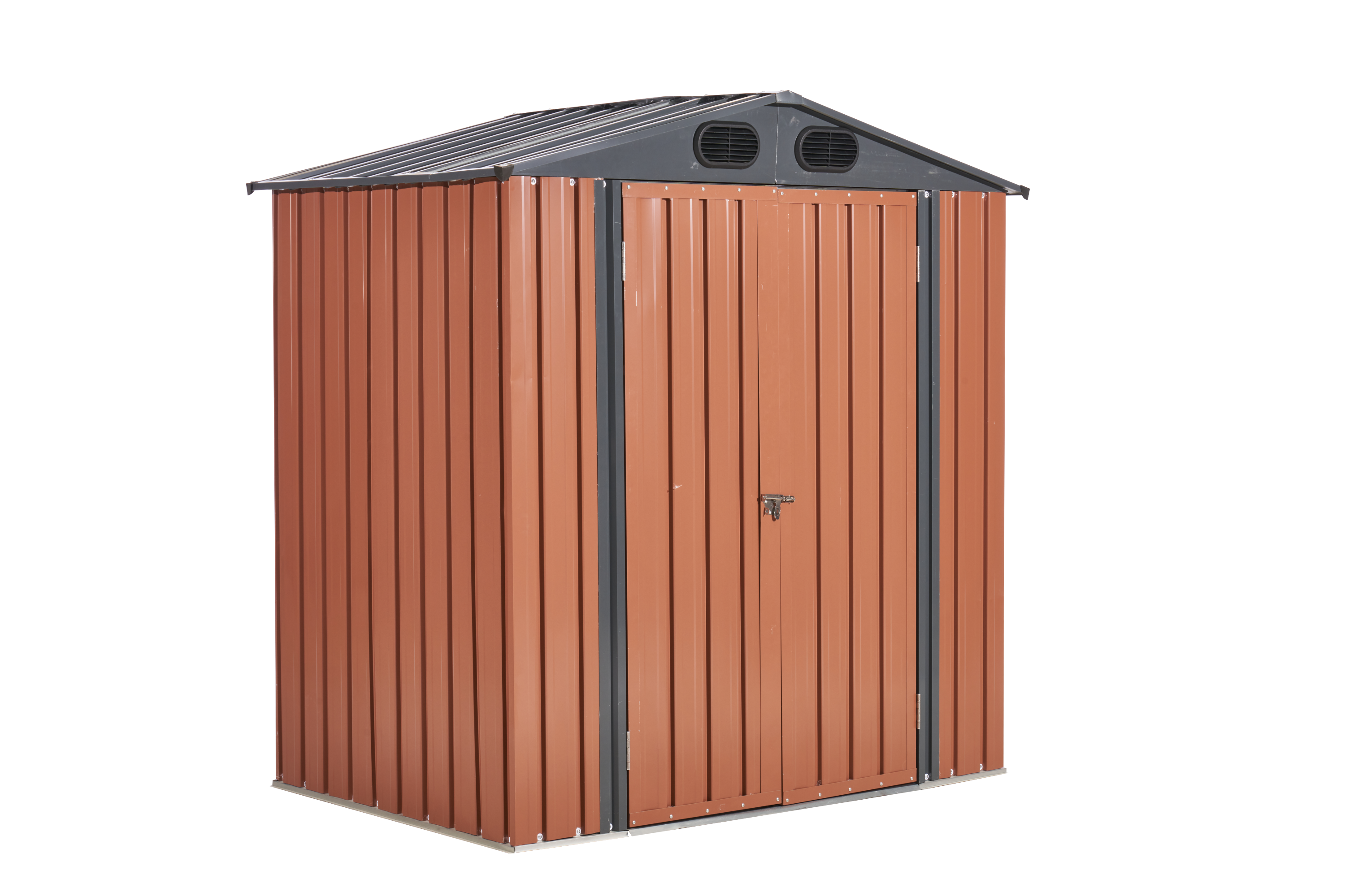 6ft x 4ft Outdoor Galvanized SteelStorage Shed with Lockable Door