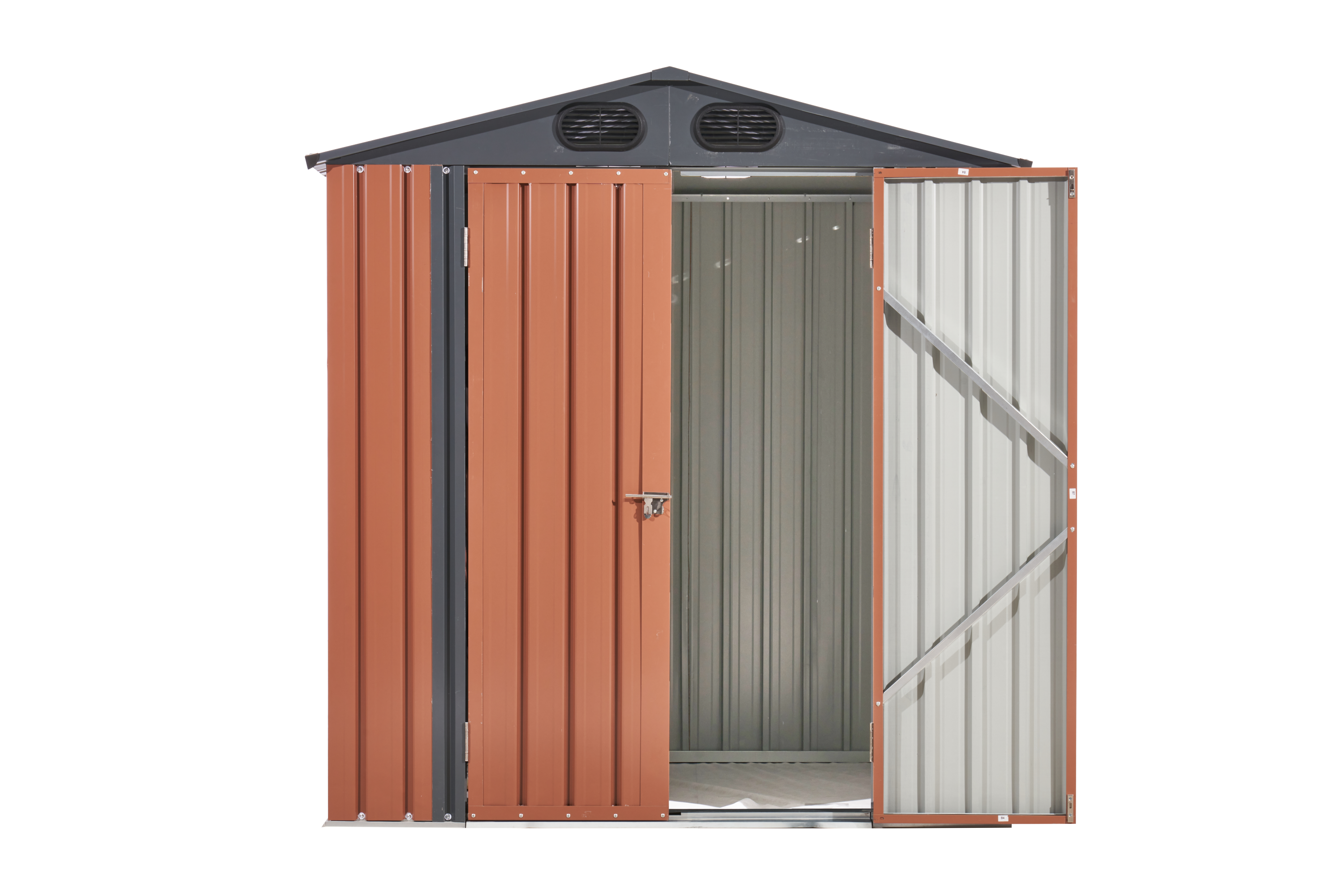 6ft x 4ft Outdoor Galvanized SteelStorage Shed with Lockable Door