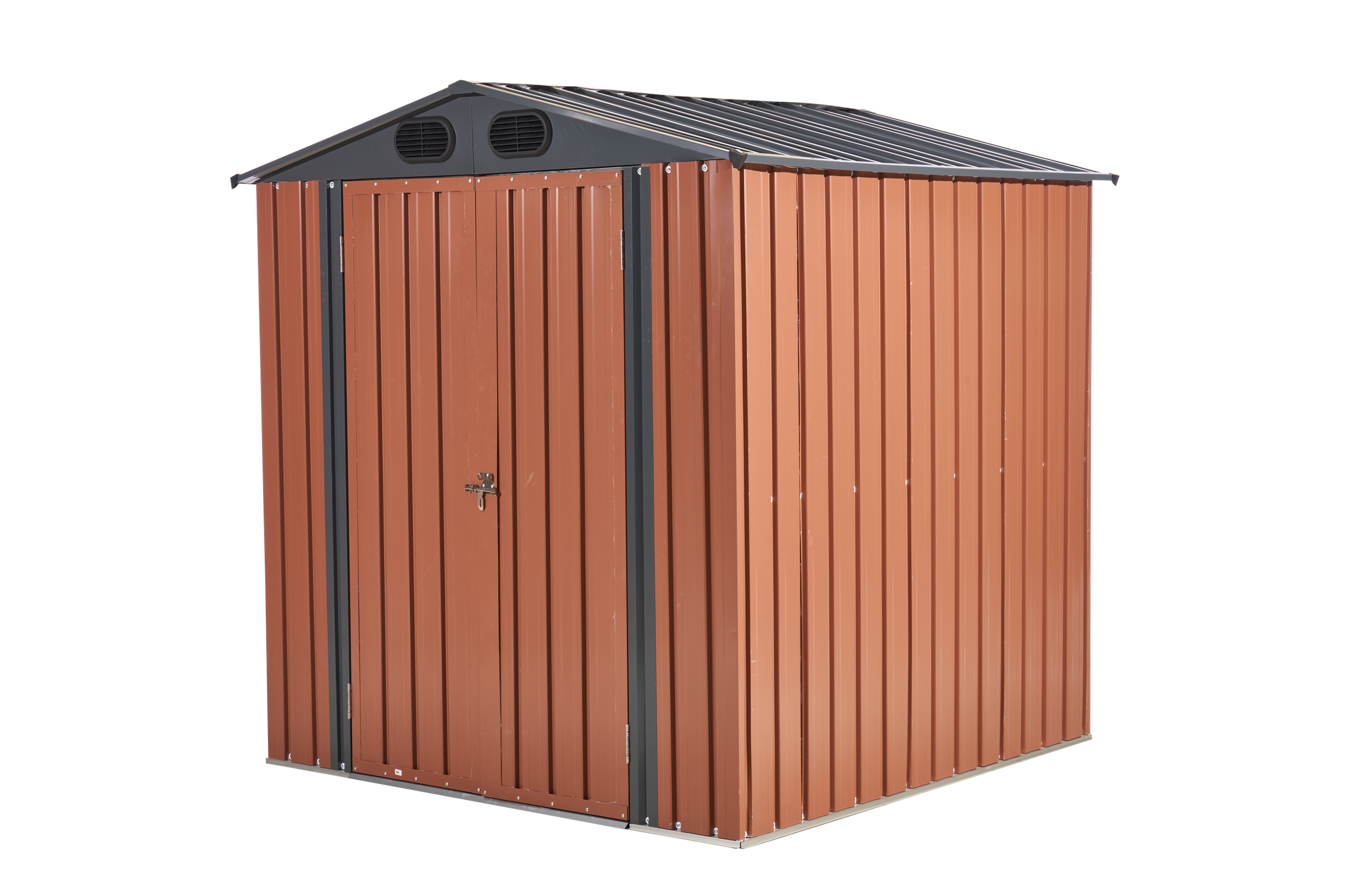 6ft x 6ft Outdoor Galvanized SteelStorage Shed with Lockable Door