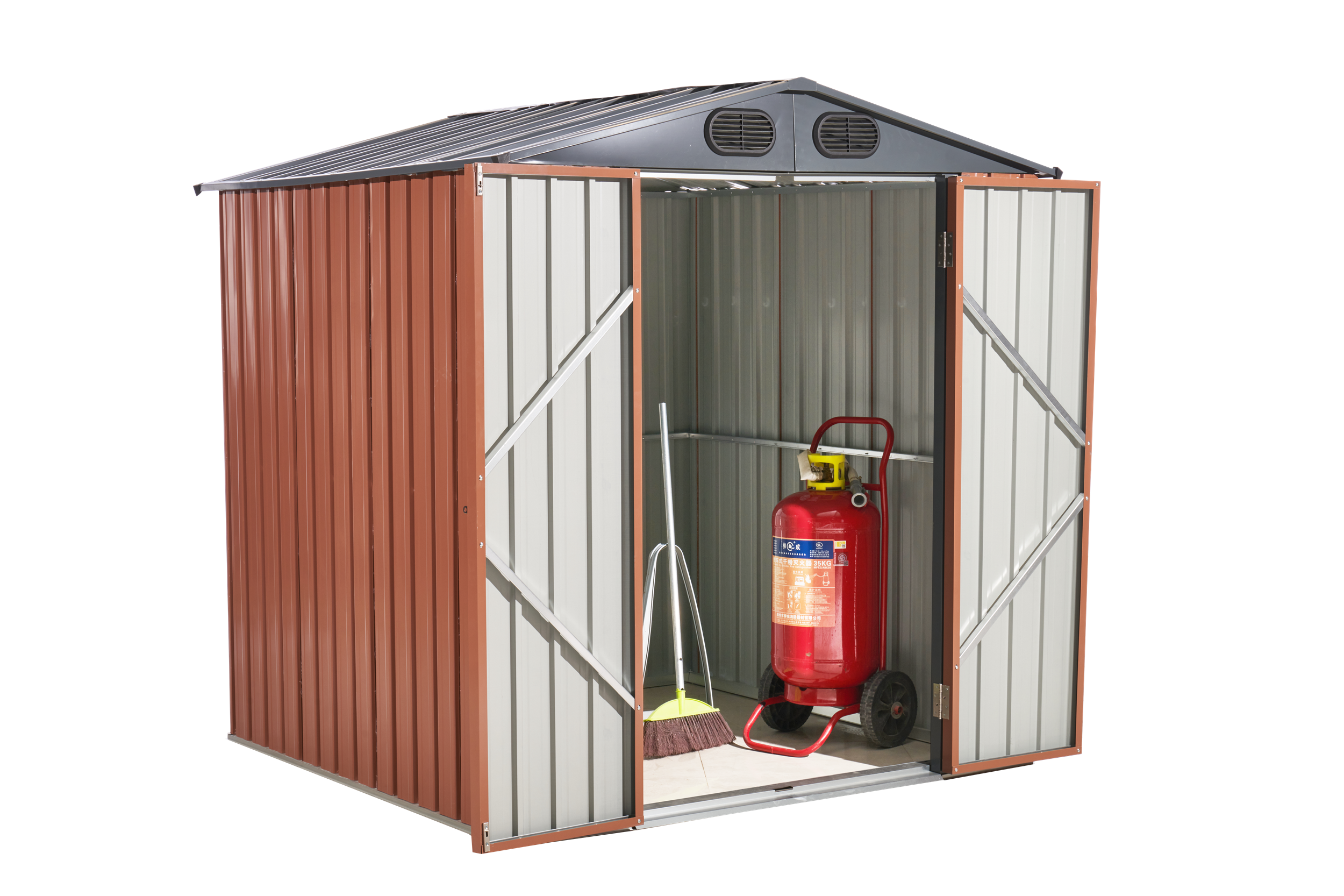 6ft x 6ft Outdoor Galvanized SteelStorage Shed with Lockable Door