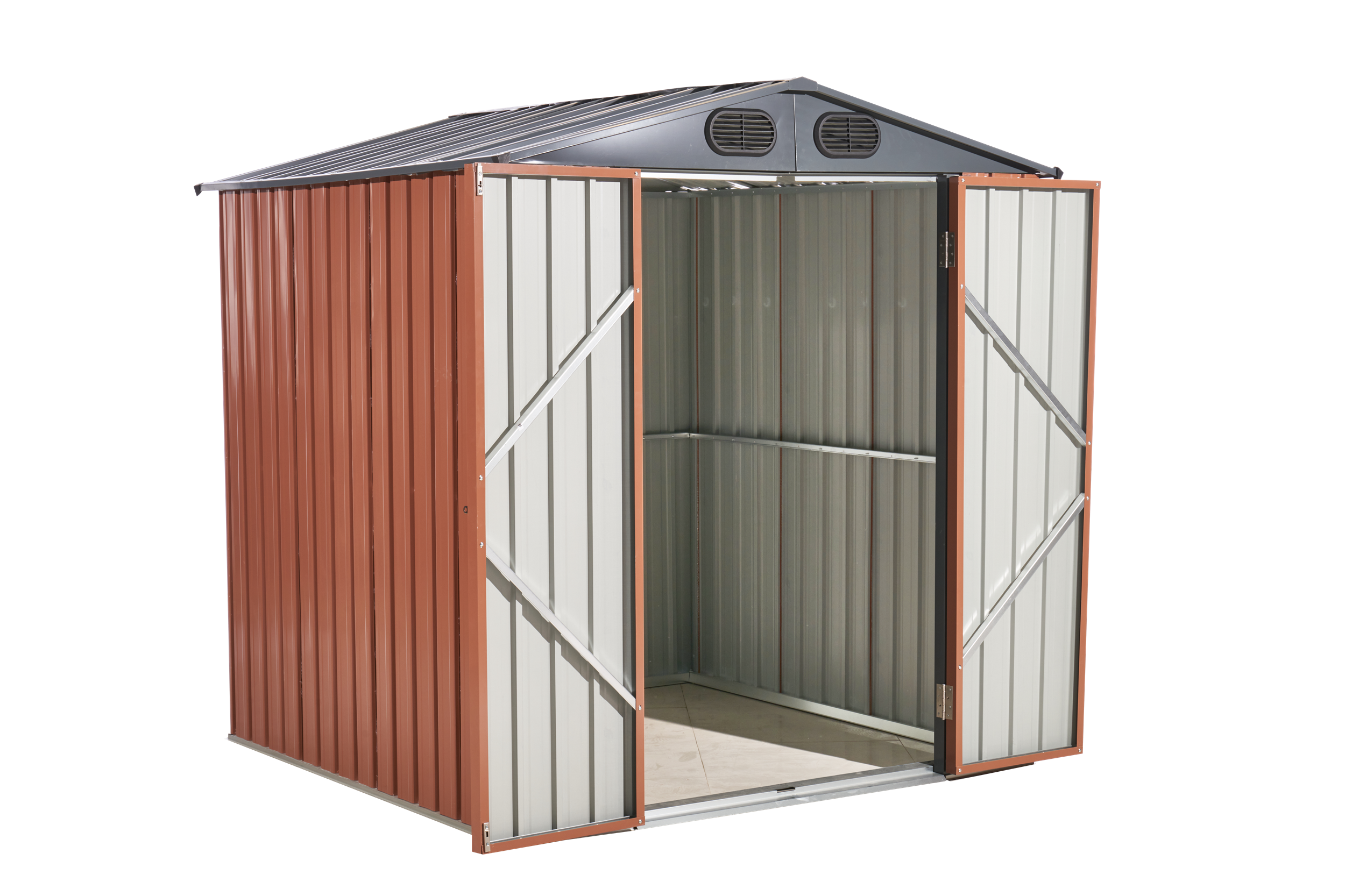 6ft x 6ft Outdoor Galvanized SteelStorage Shed with Lockable Door