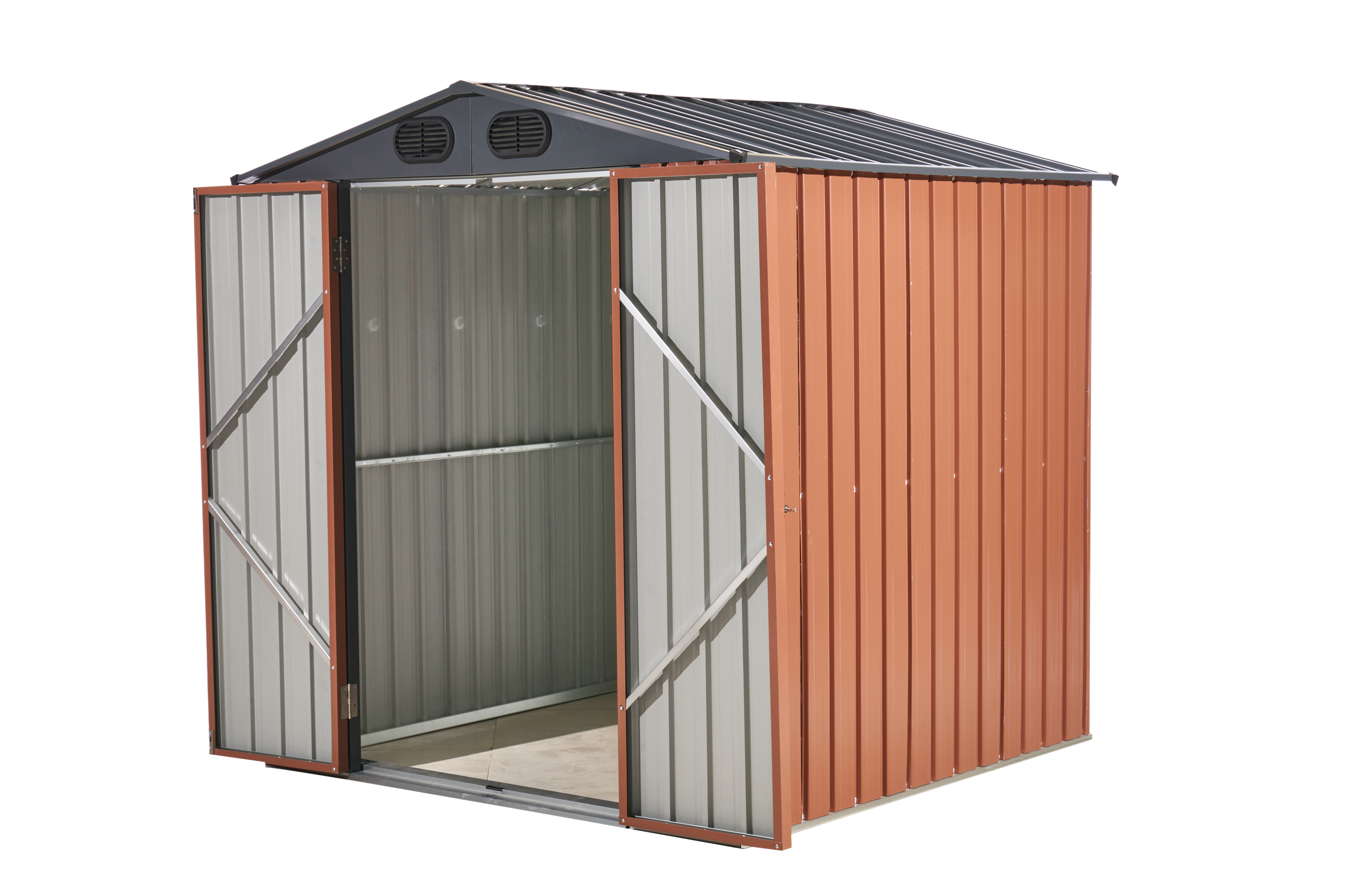 6ft x 6ft Outdoor Galvanized SteelStorage Shed with Lockable Door