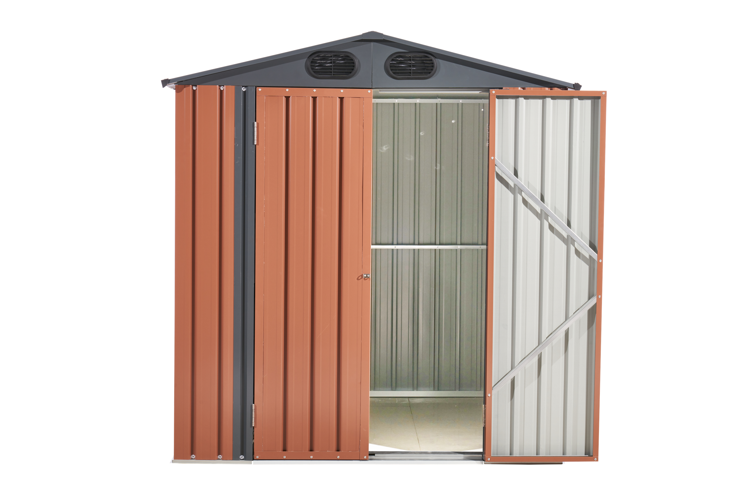 6ft x 6ft Outdoor Galvanized SteelStorage Shed with Lockable Door