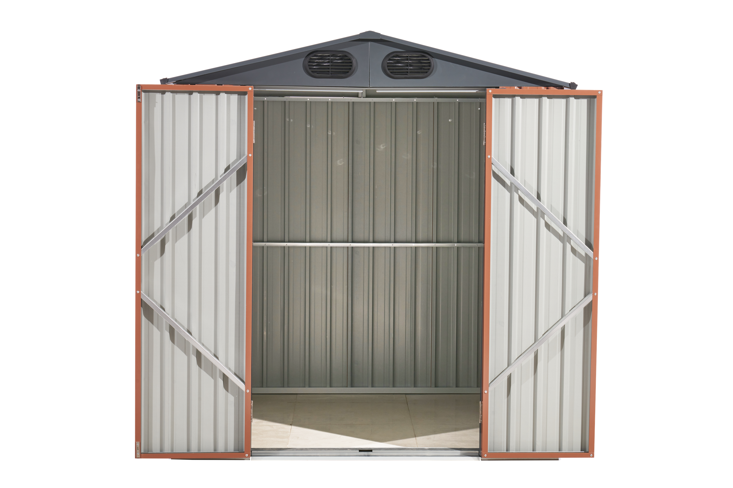 6ft x 6ft Outdoor Galvanized SteelStorage Shed with Lockable Door