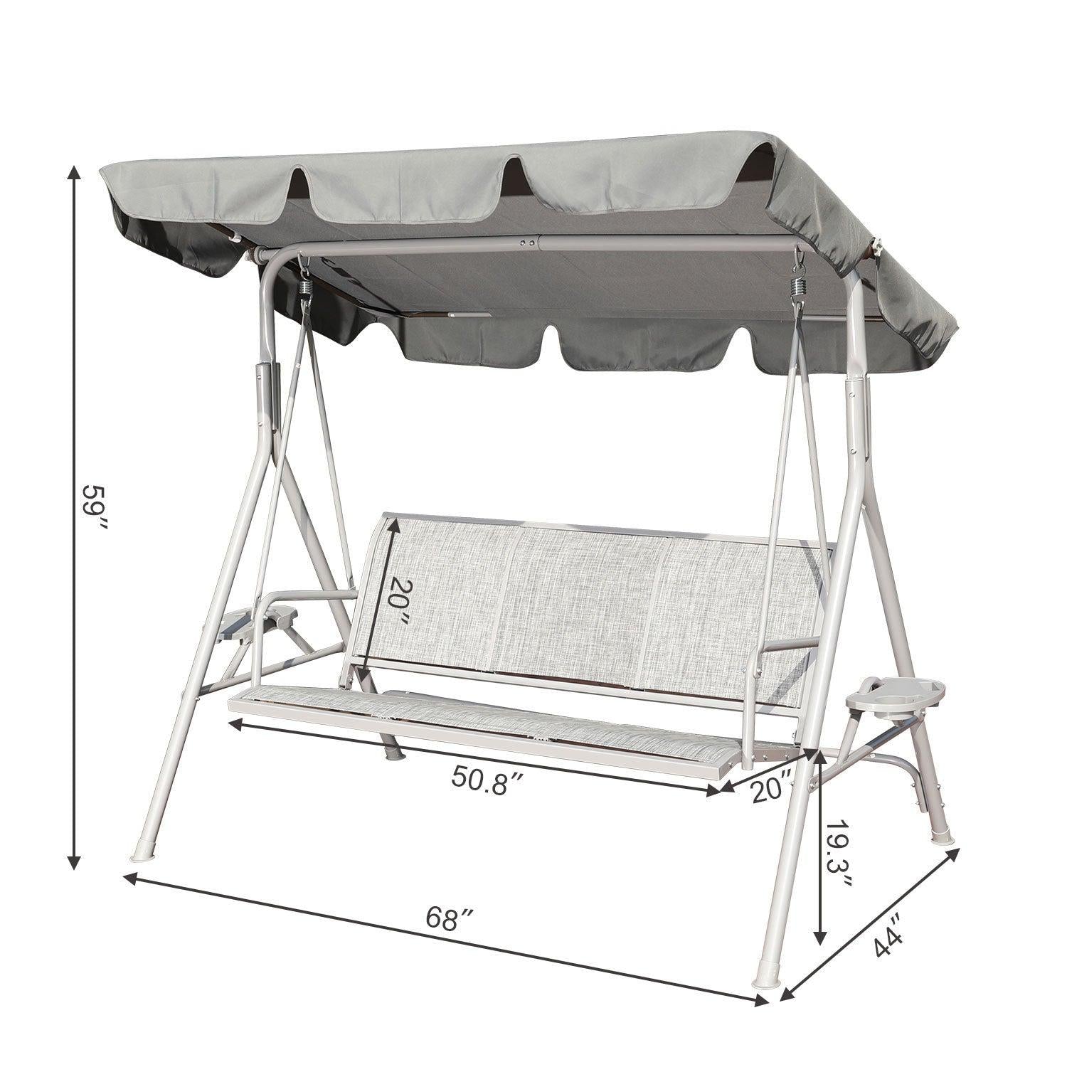 Outdoor Yard Textilene Swing Chair - Gray