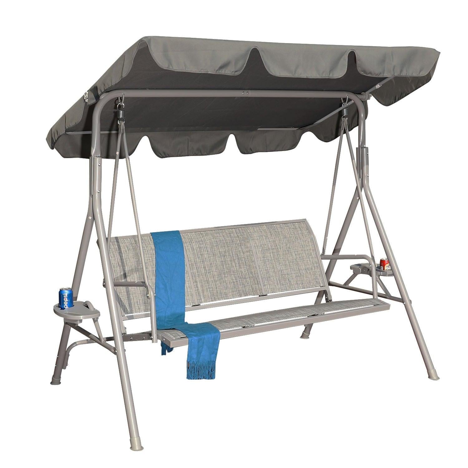 Outdoor Yard Textilene Swing Chair - Gray