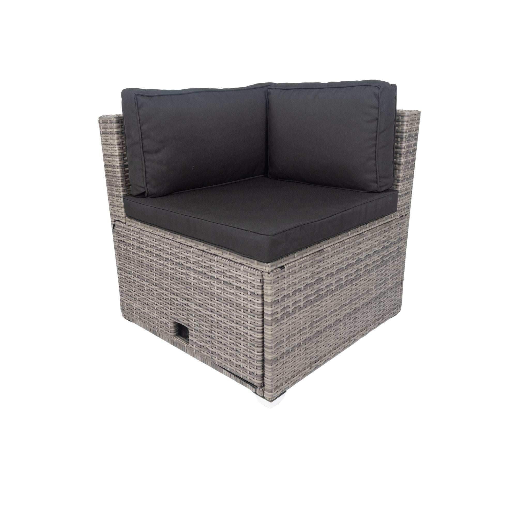 6 PCS PE Rattan sectional Outdoor Furniture Cushioned  Sofa Set with 3Storage Under Seat Grey