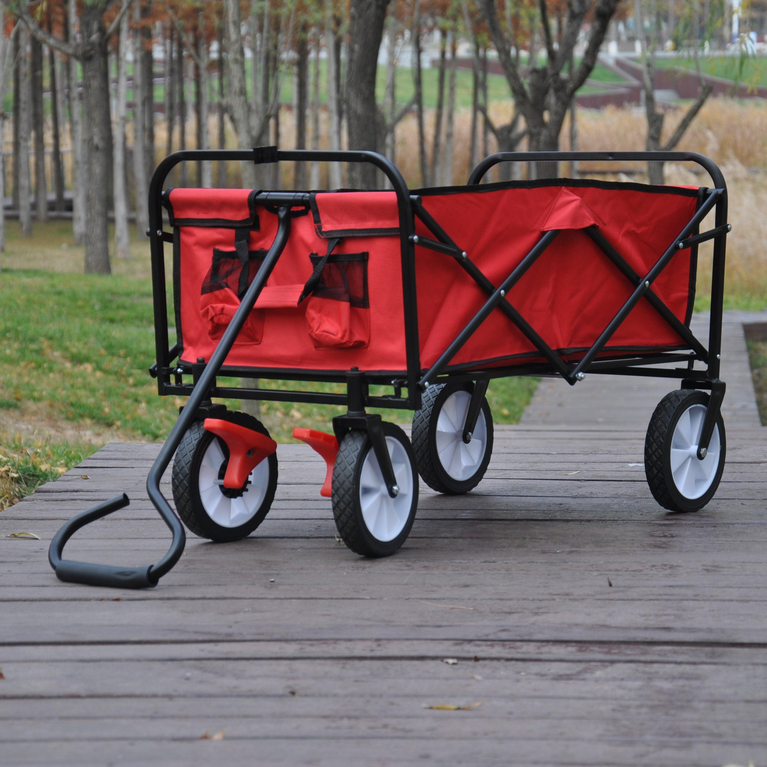 Red Folding Utility Wagon Shopping Beach Cart