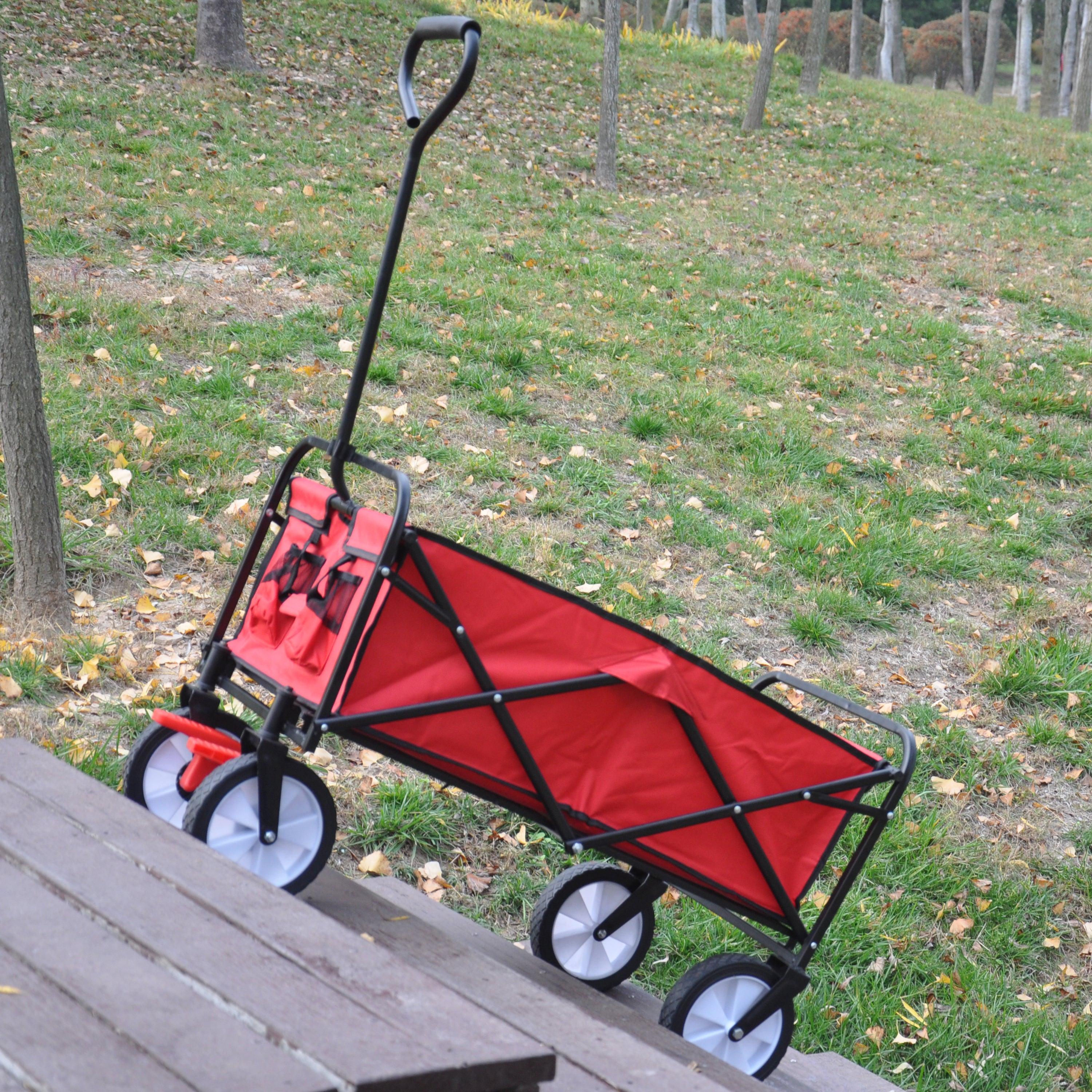 Red Folding Utility Wagon Shopping Beach Cart