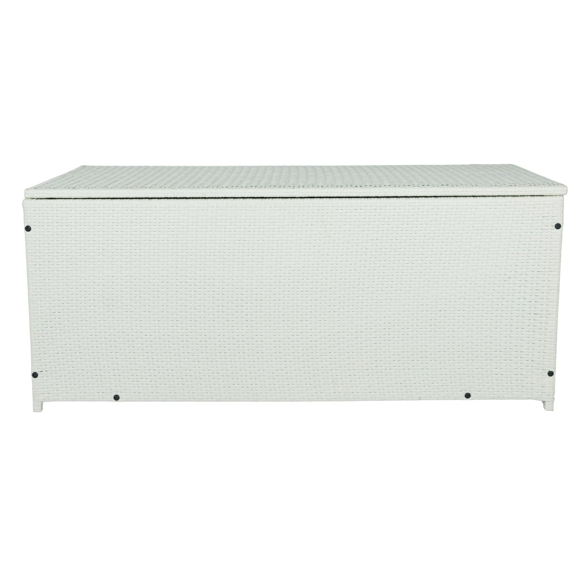 Outdoor 113 Gallon Cream White Rattan WickerStorage Wicker Lid