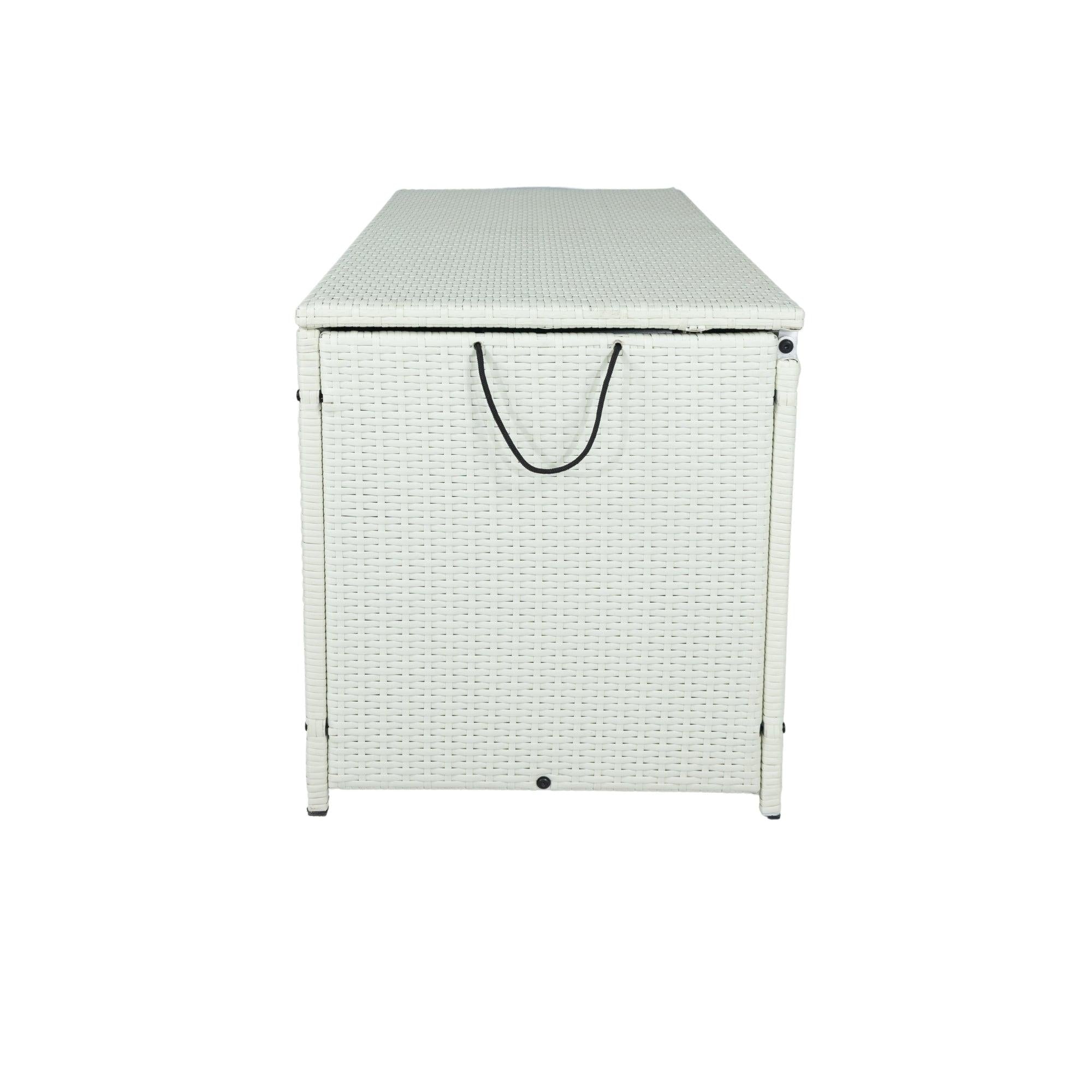 Outdoor 113 Gallon Cream White Rattan WickerStorage Wicker Lid