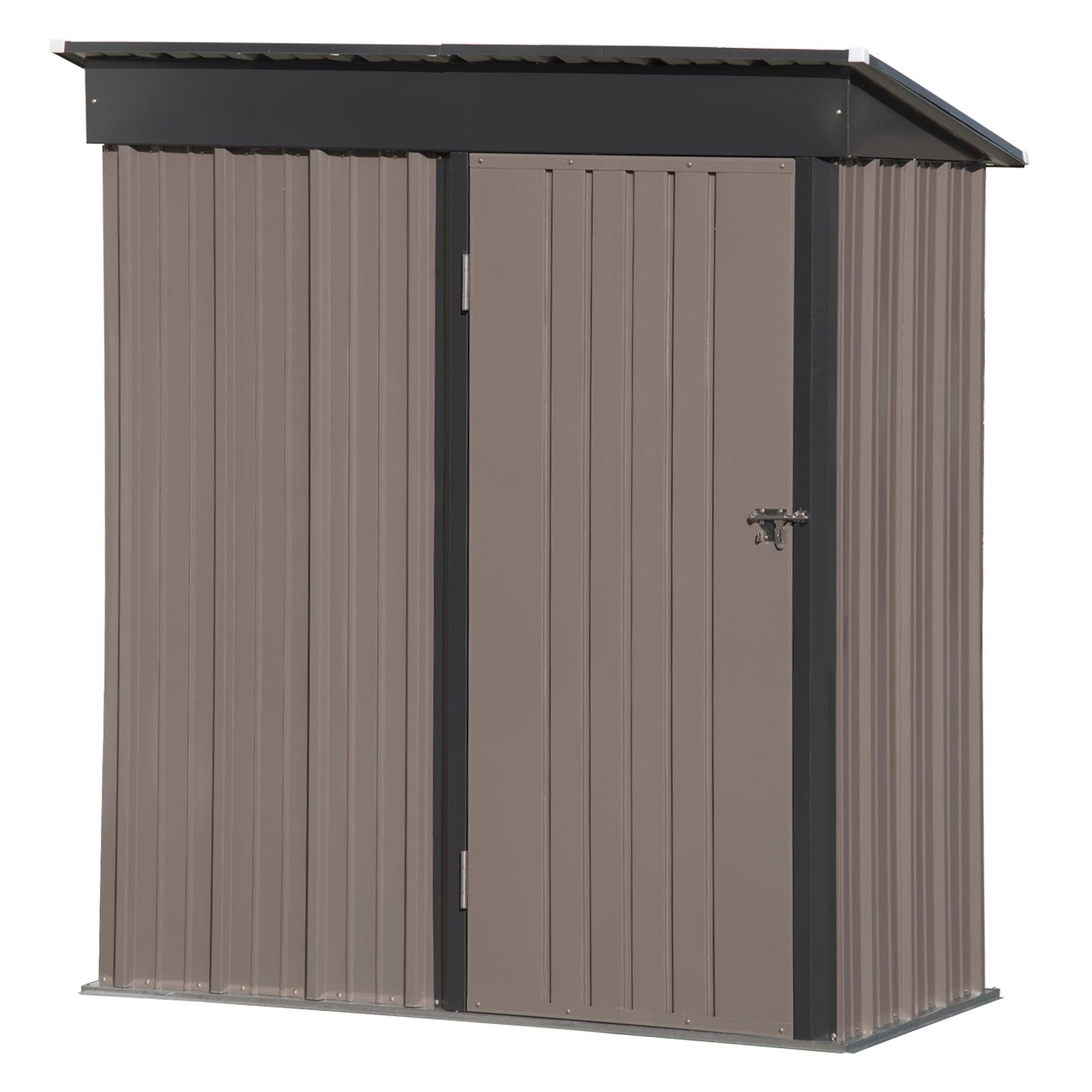 5ft x 3ft Outdoor Garden Lean-to Shed with Metal Adjustable Shelf and Lockable Door