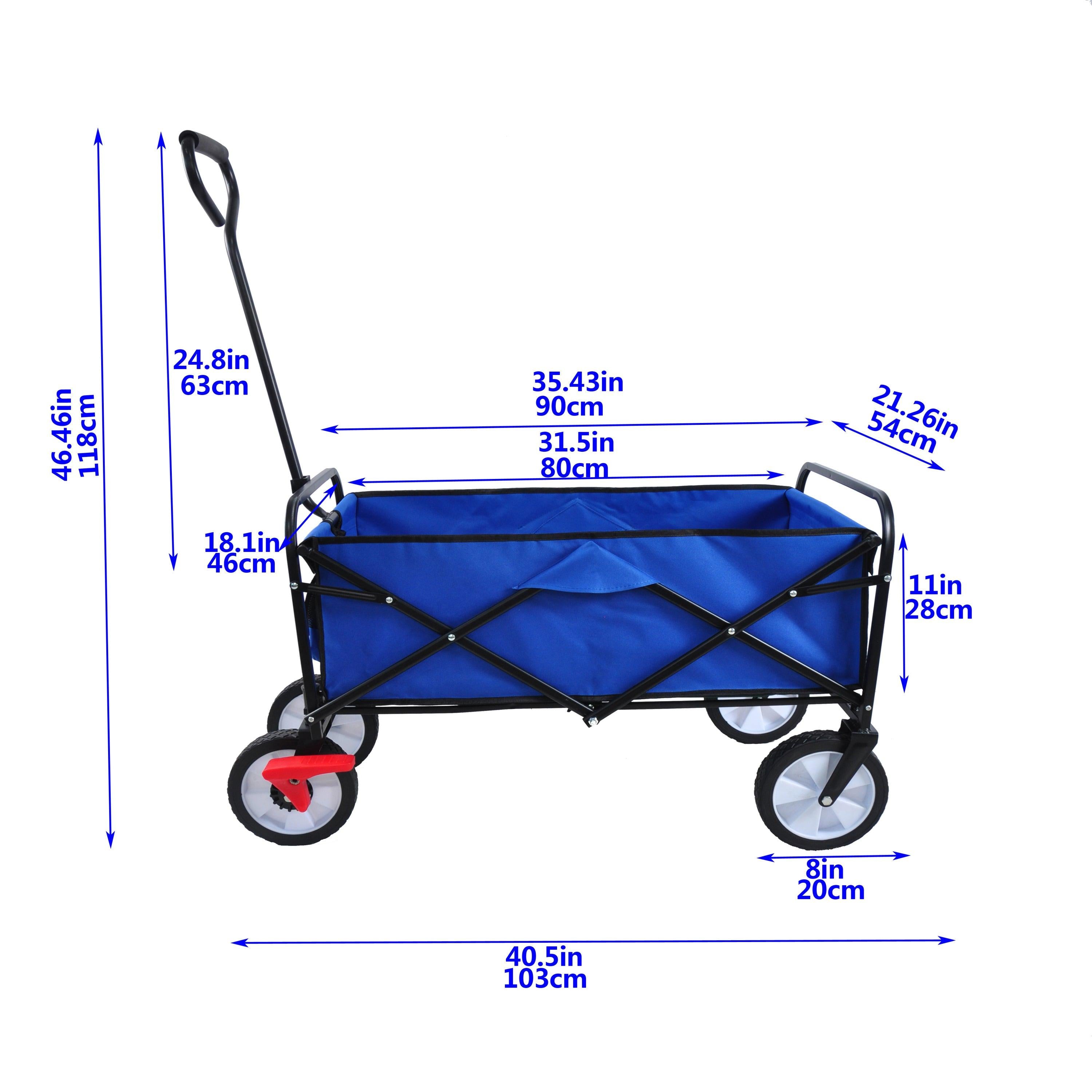 Blue Folding Utility Wagon Shopping Beach Cart