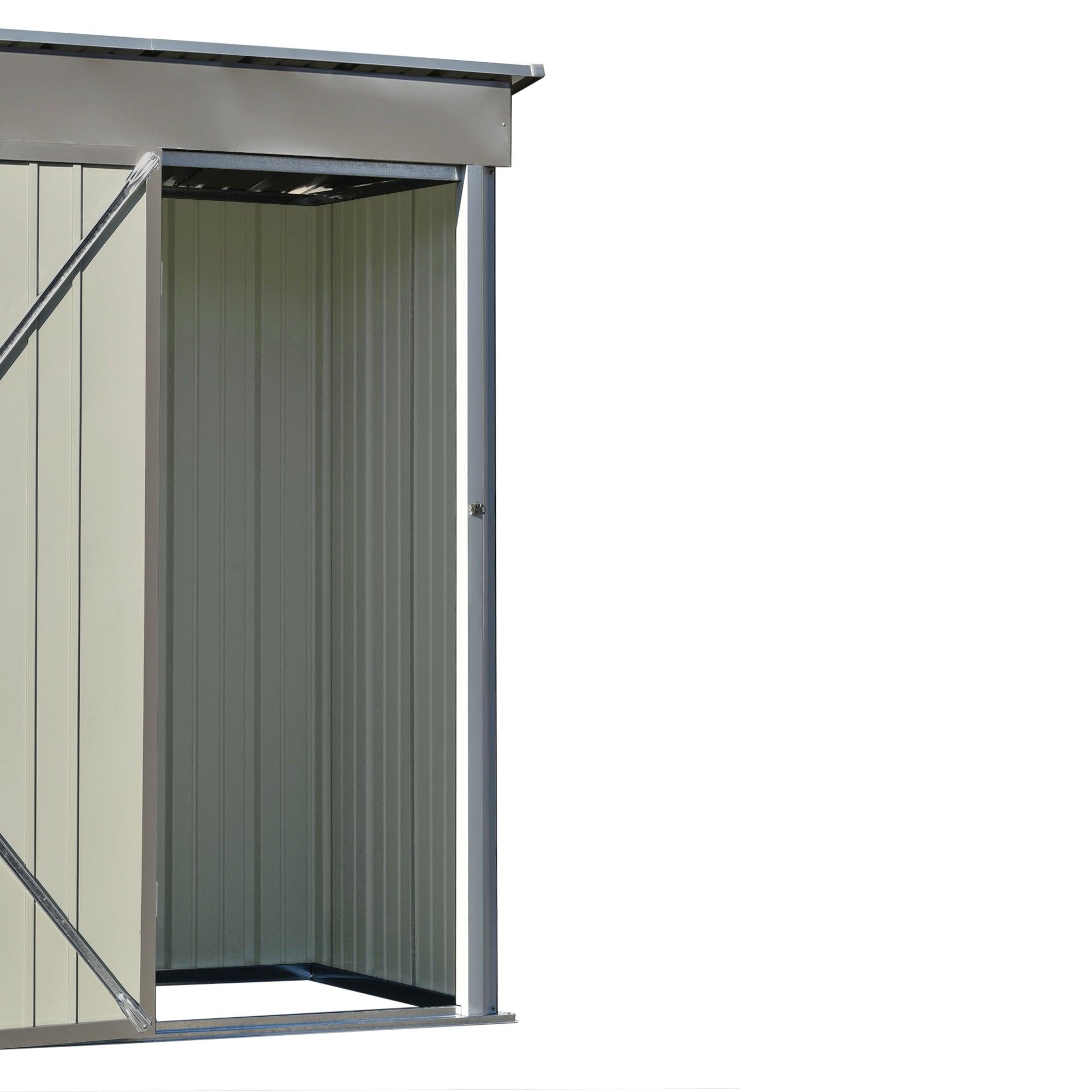 5ft x 3ft Outdoor Garden Metal Lean-to Shed with Lockable Door - Gray