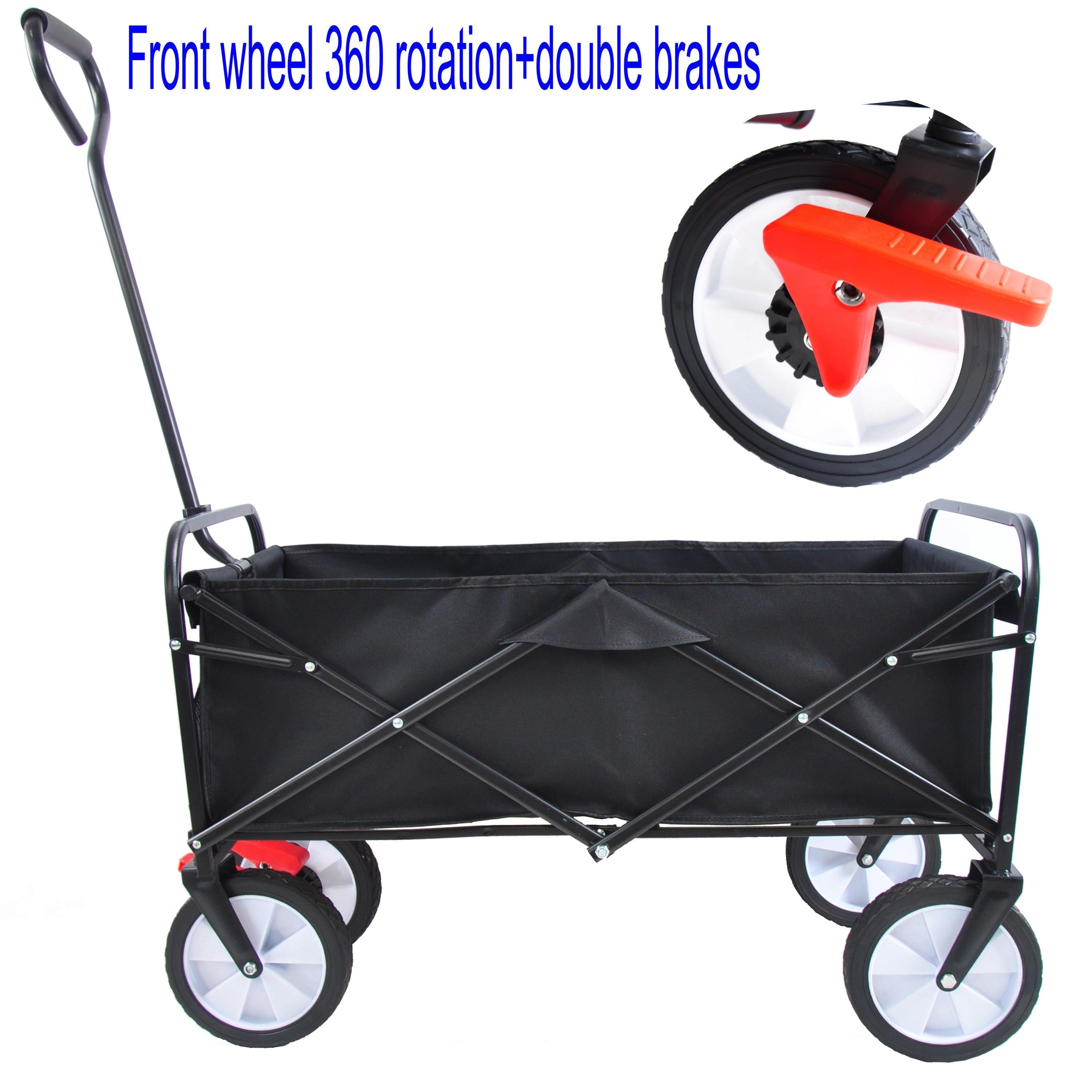 Black Folding Utility Wagon Shopping Beach Cart