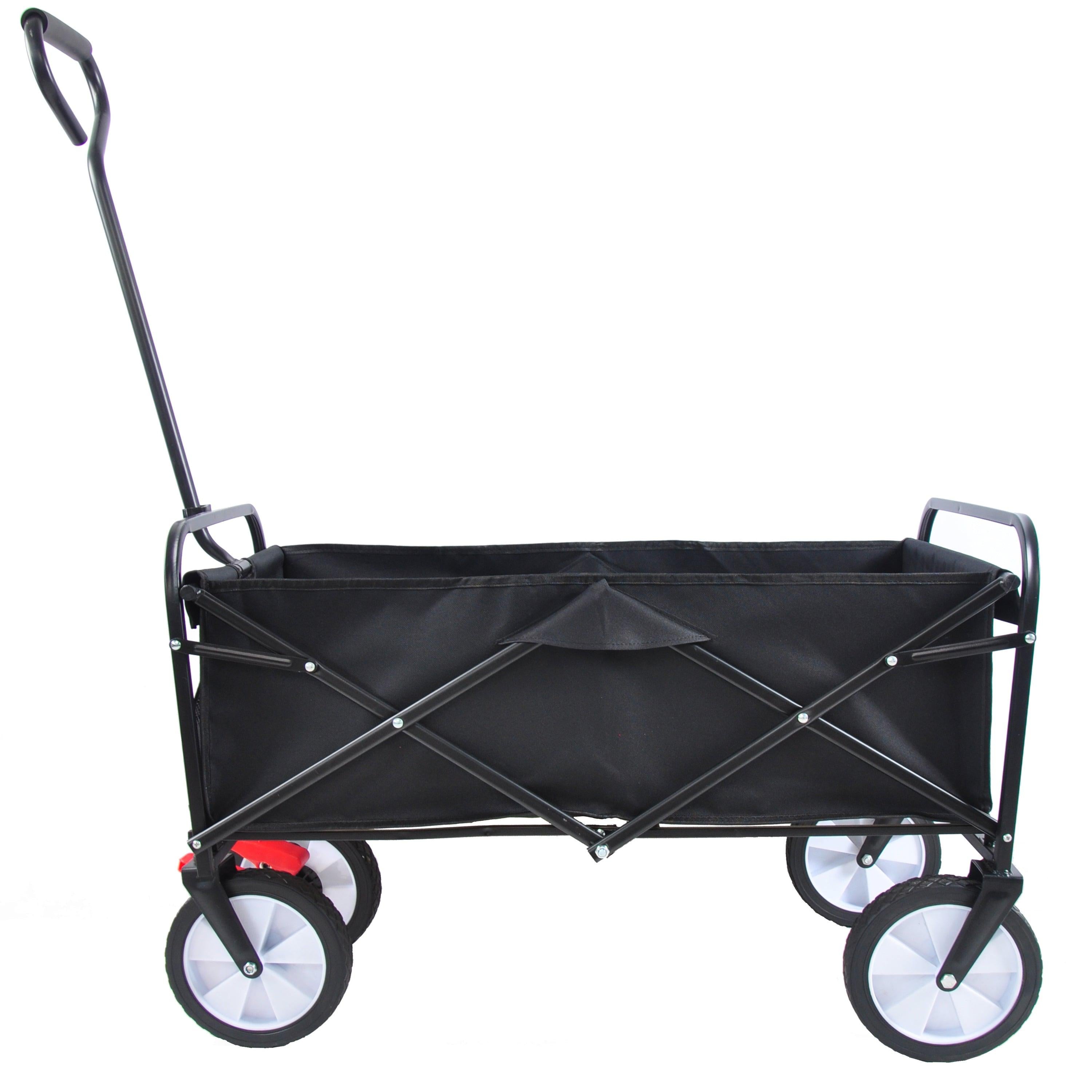 Black Folding Utility Wagon Shopping Beach Cart