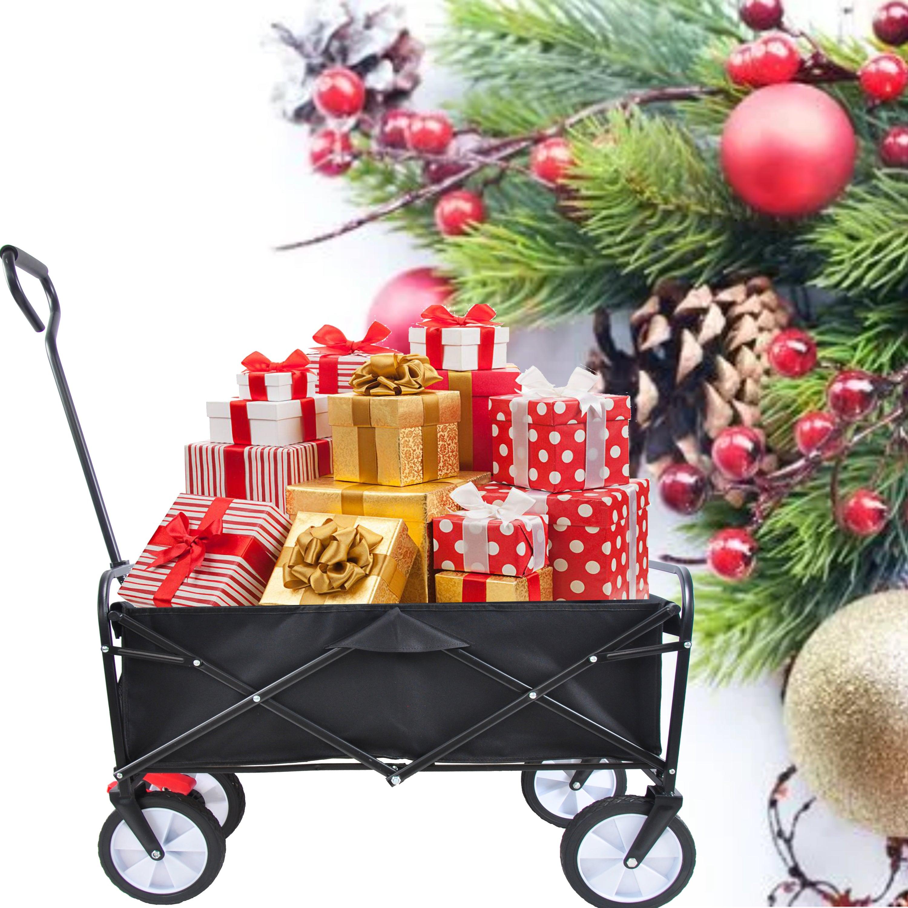 Black Folding Utility Wagon Shopping Beach Cart image