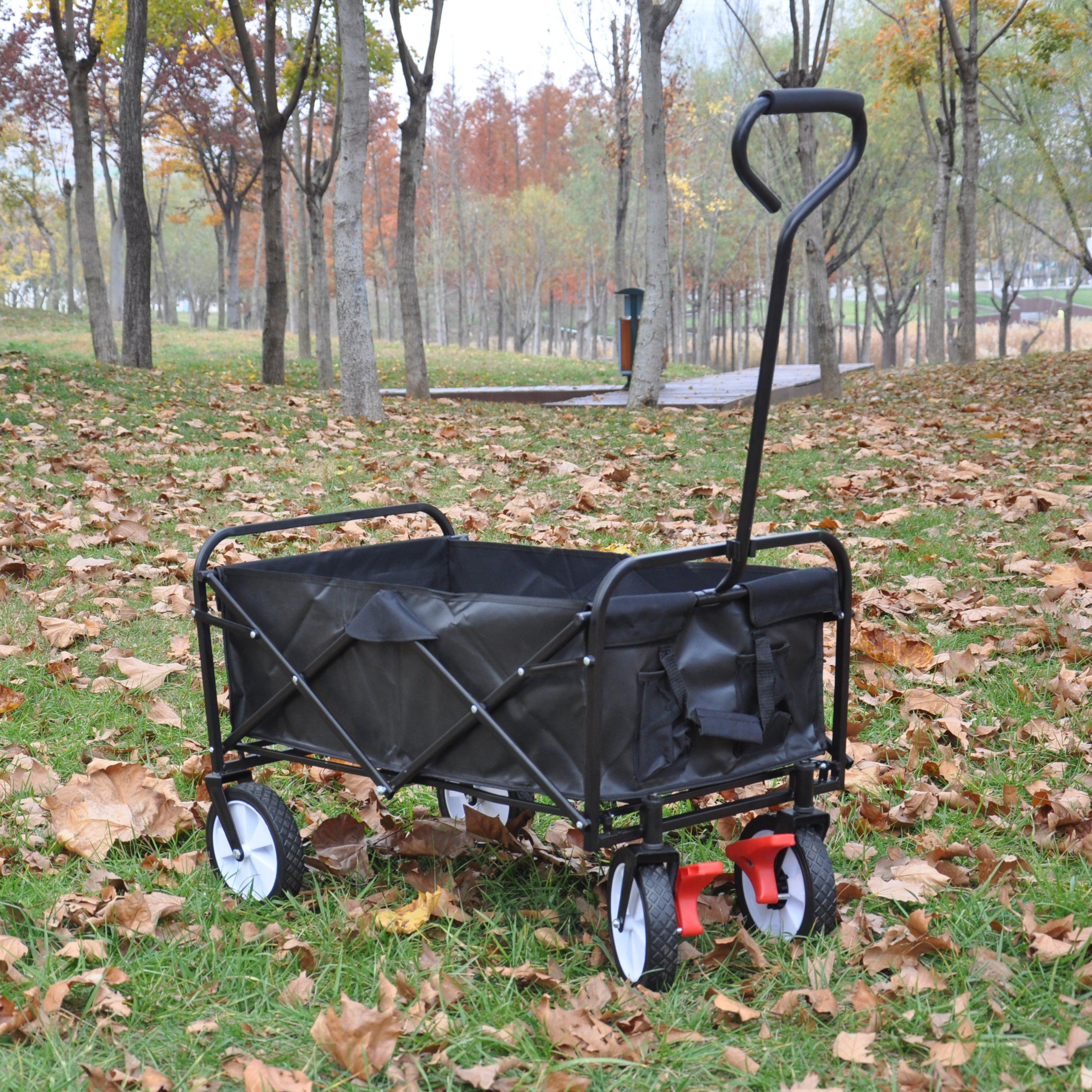 Black Folding Utility Wagon Shopping Beach Cart