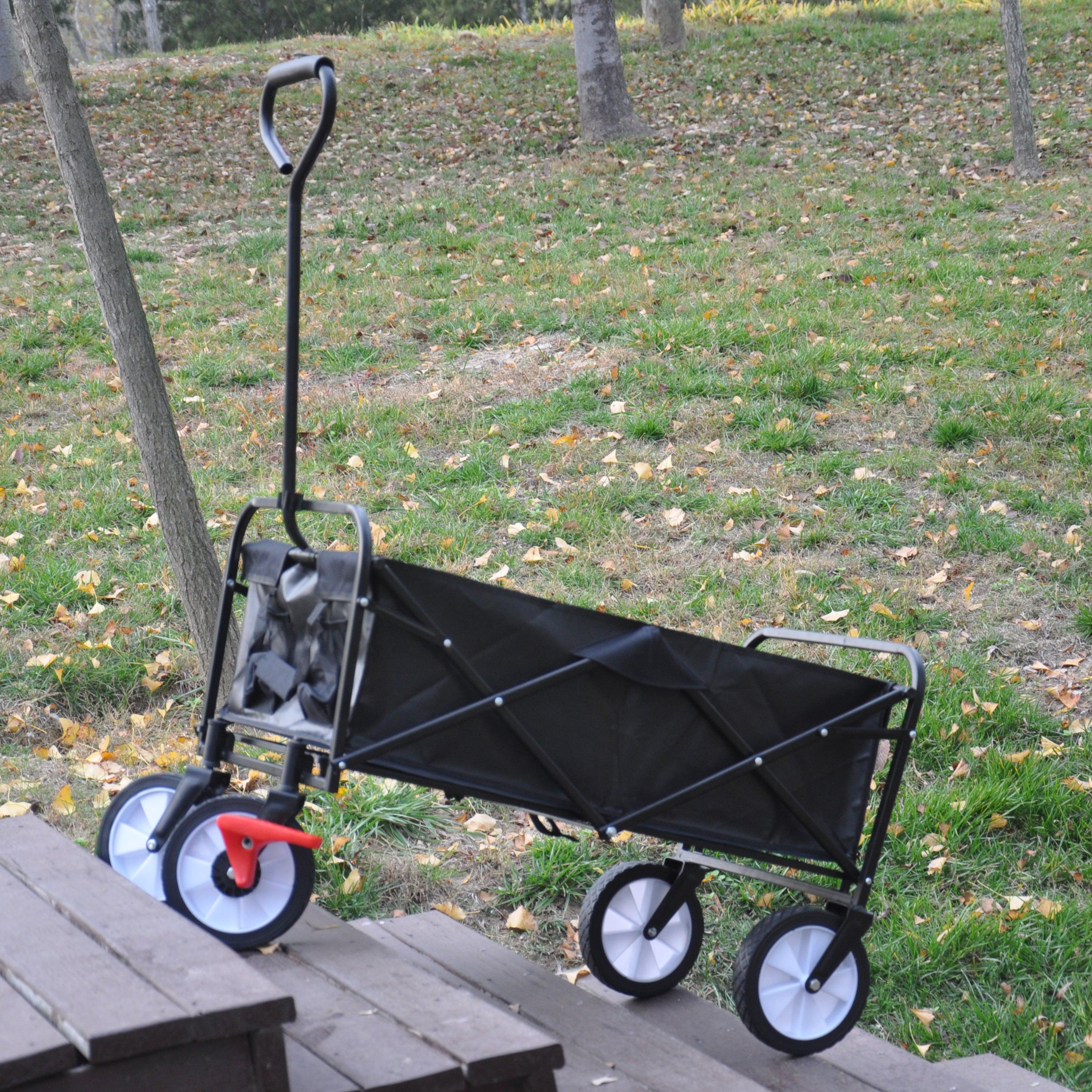 Black Folding Utility Wagon Shopping Beach Cart