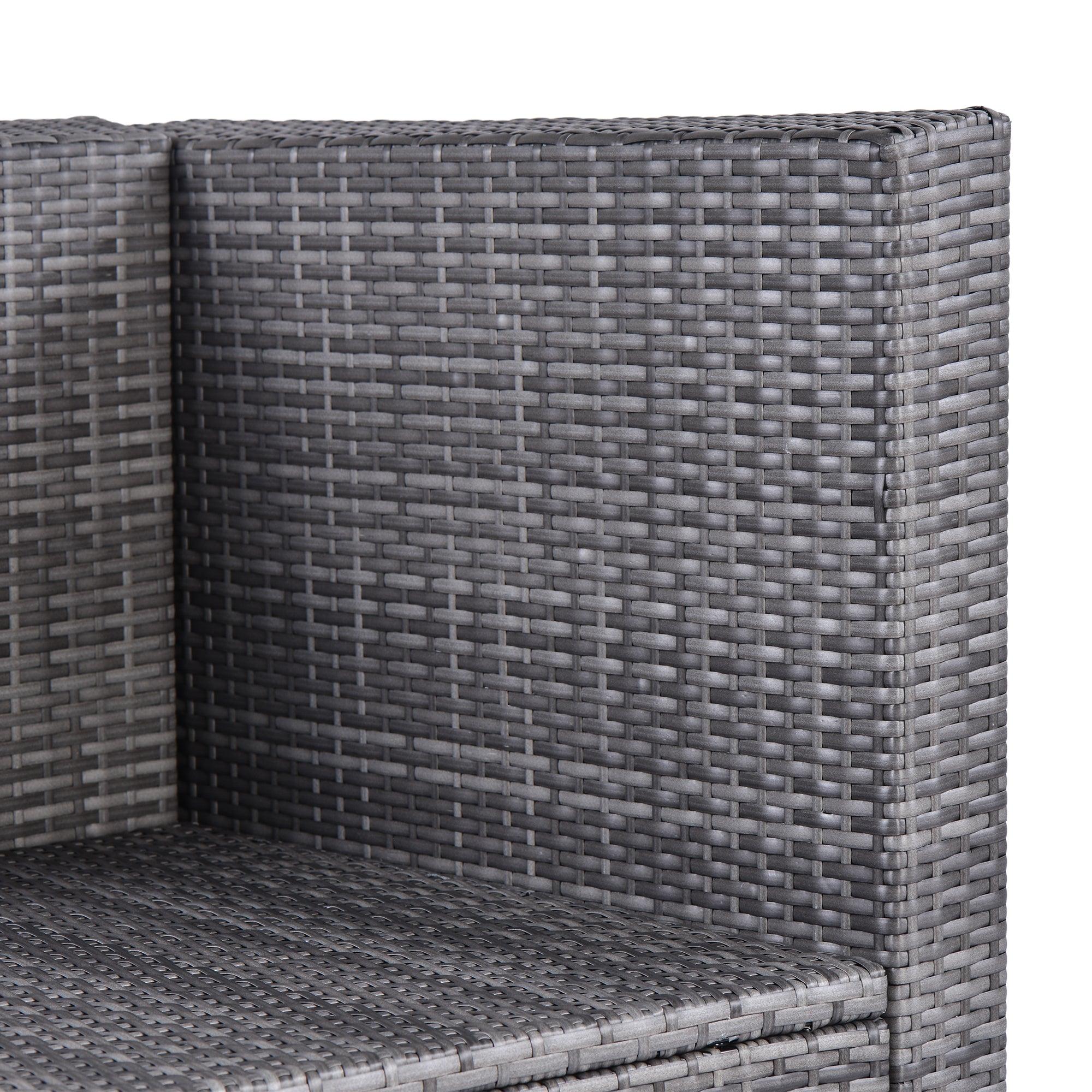 7 PCS Outdoor Rattan Sectional Seating Group with Gray Cushions