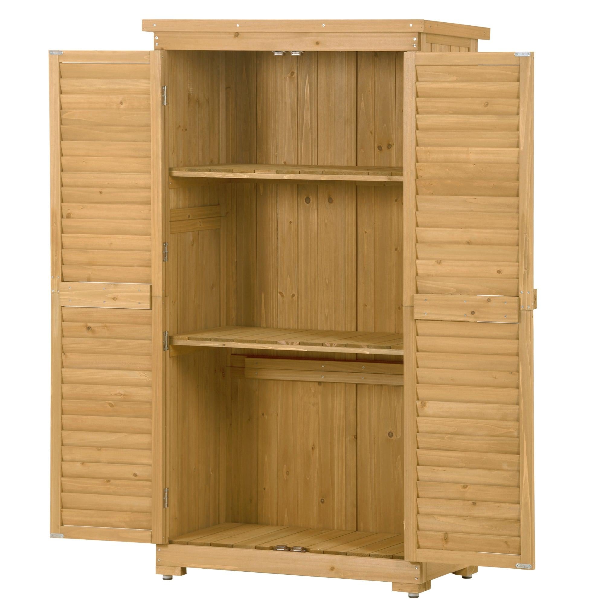 Outdoor Garden Fir Wood Shed 3-tierStorage Organizer - Natural