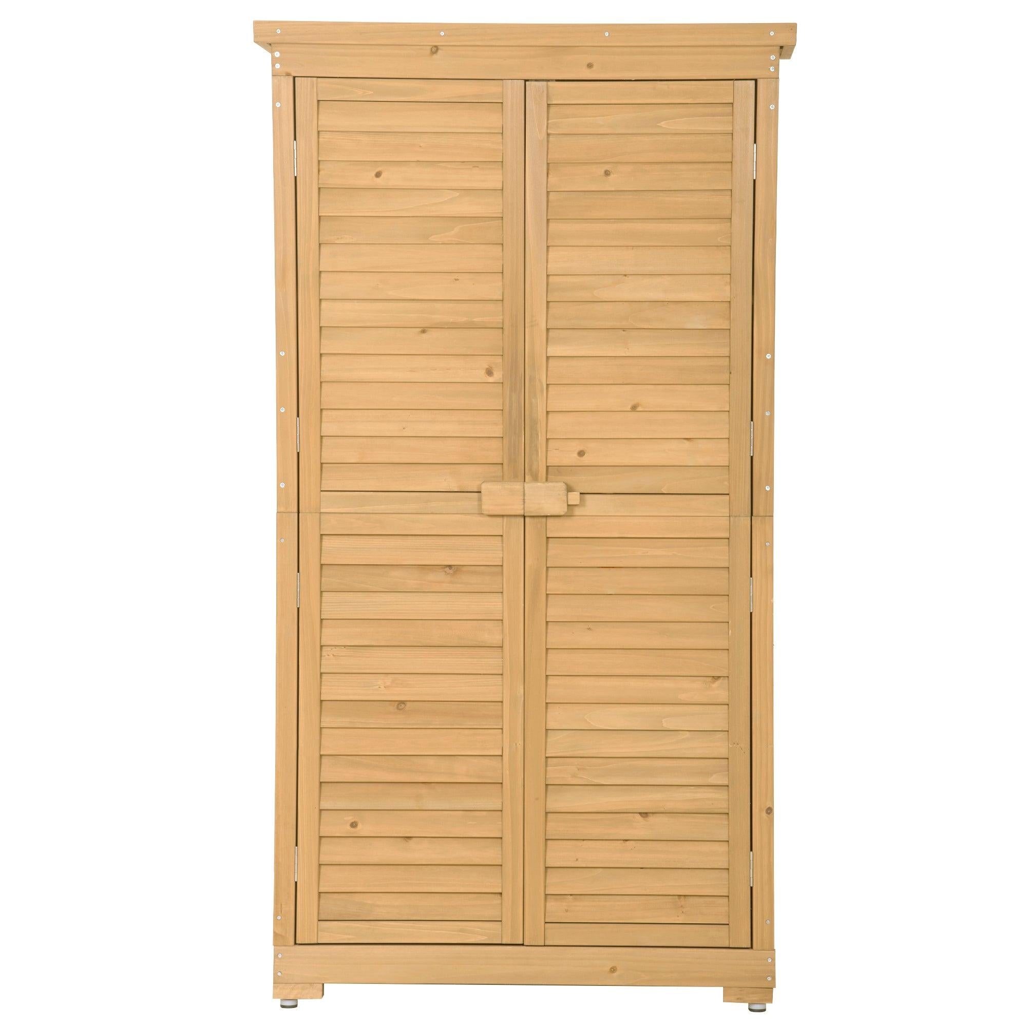 Outdoor Garden Fir Wood Shed 3-tierStorage Organizer - Natural