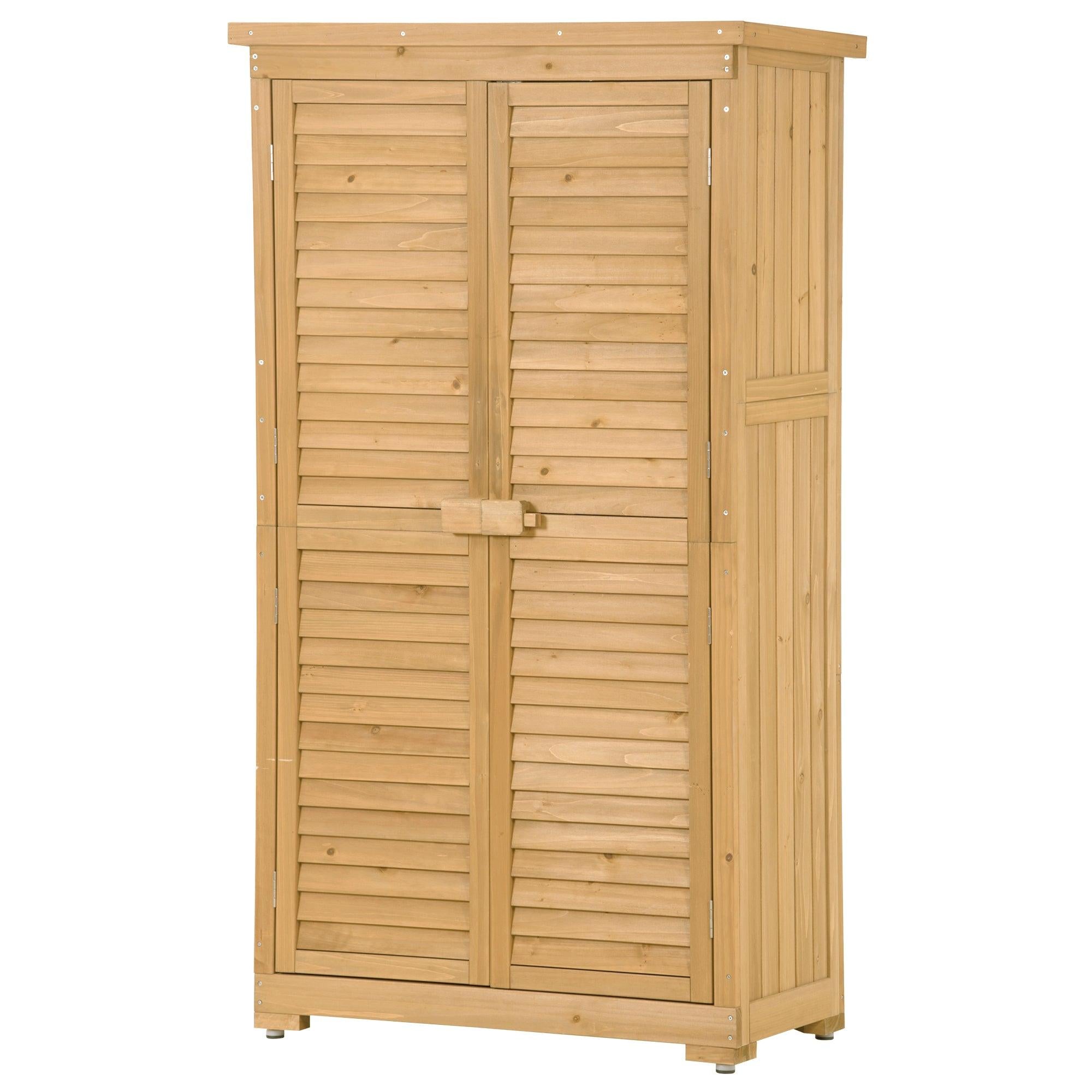 Outdoor Garden Fir Wood Shed 3-tierStorage Organizer - Natural