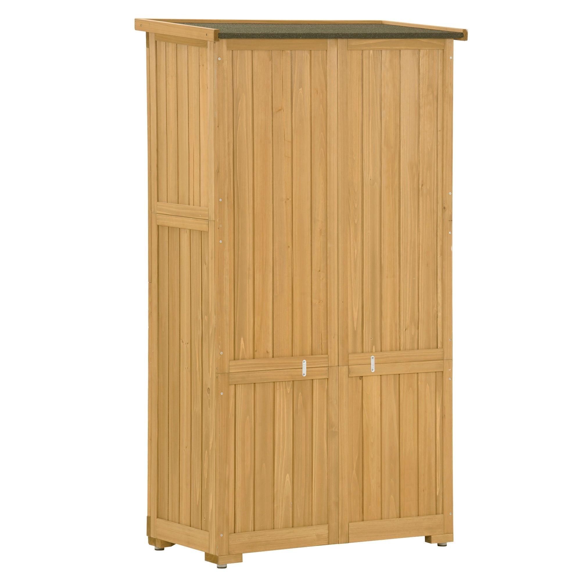 Outdoor Garden Fir Wood Shed 3-tierStorage Organizer - Natural