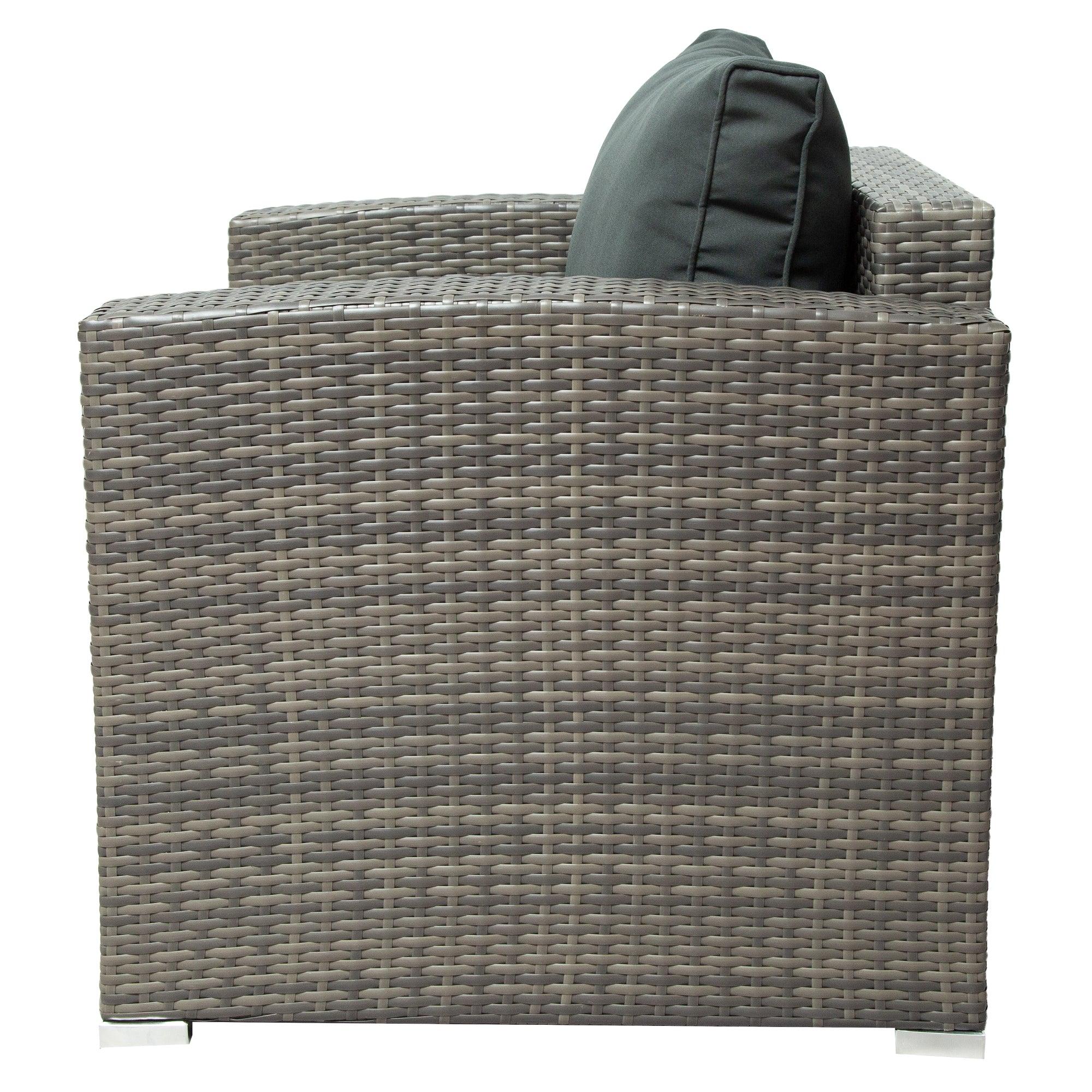 7 PCS Outdoor Patio Arrangeable Wicker Rattan Furniture Sets with Table,Storage Box, and Gray Cushion