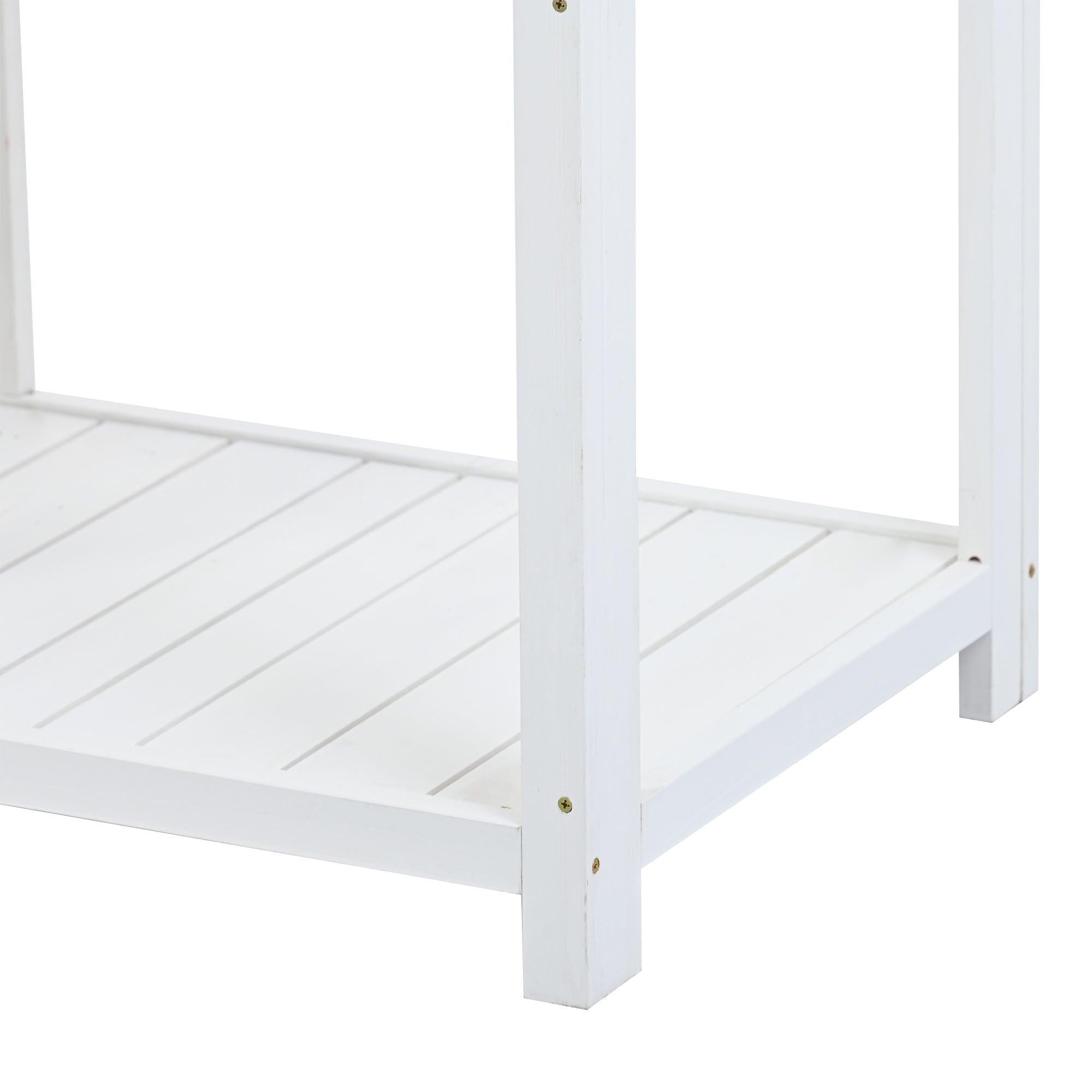 64.6" Large Outdoor Garden Potting Bench with Tabletop, 6-Tier Shelves, and Side Hook - White