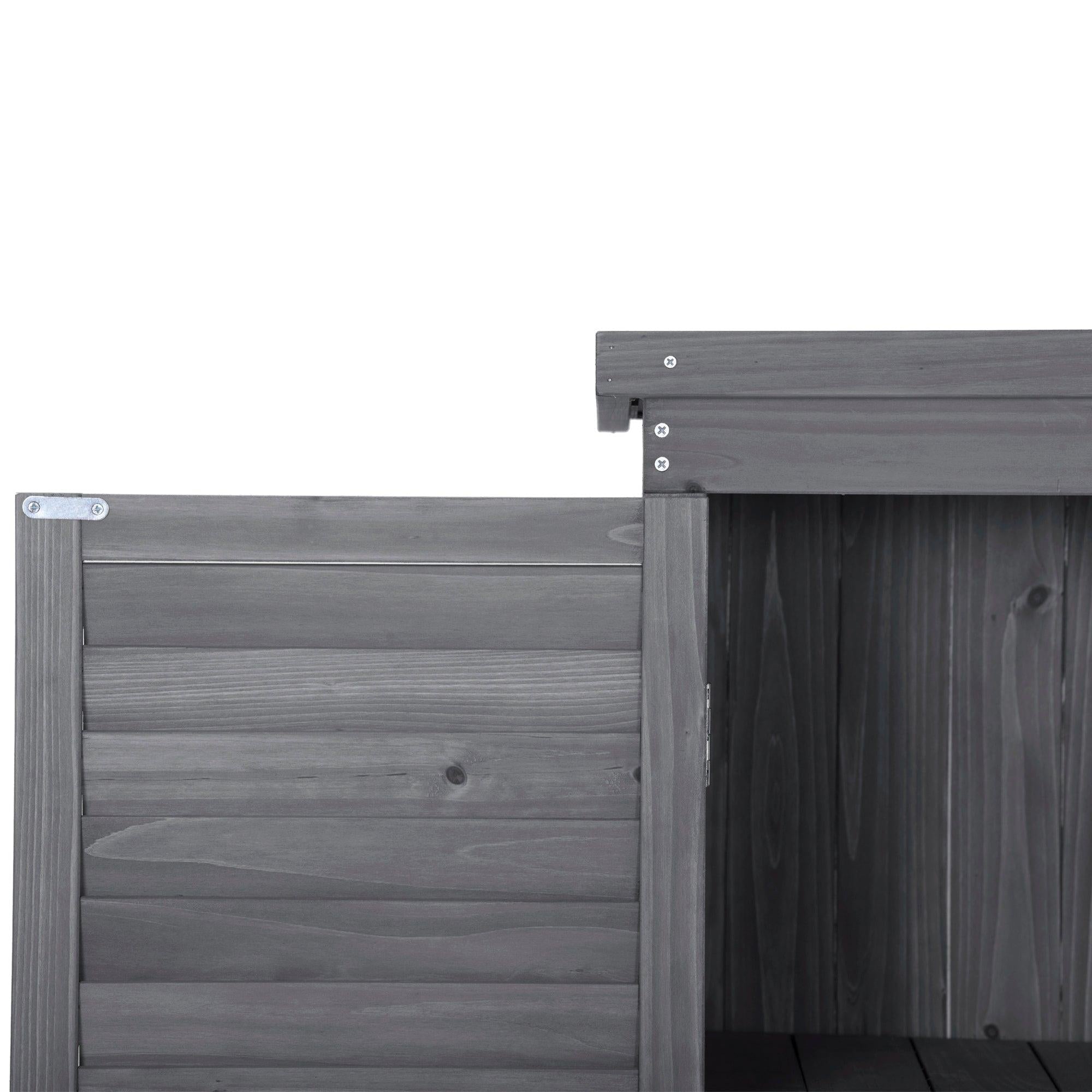 Outdoor Garden Fir Wood Shed 3-tierStorage Organizer - Gray