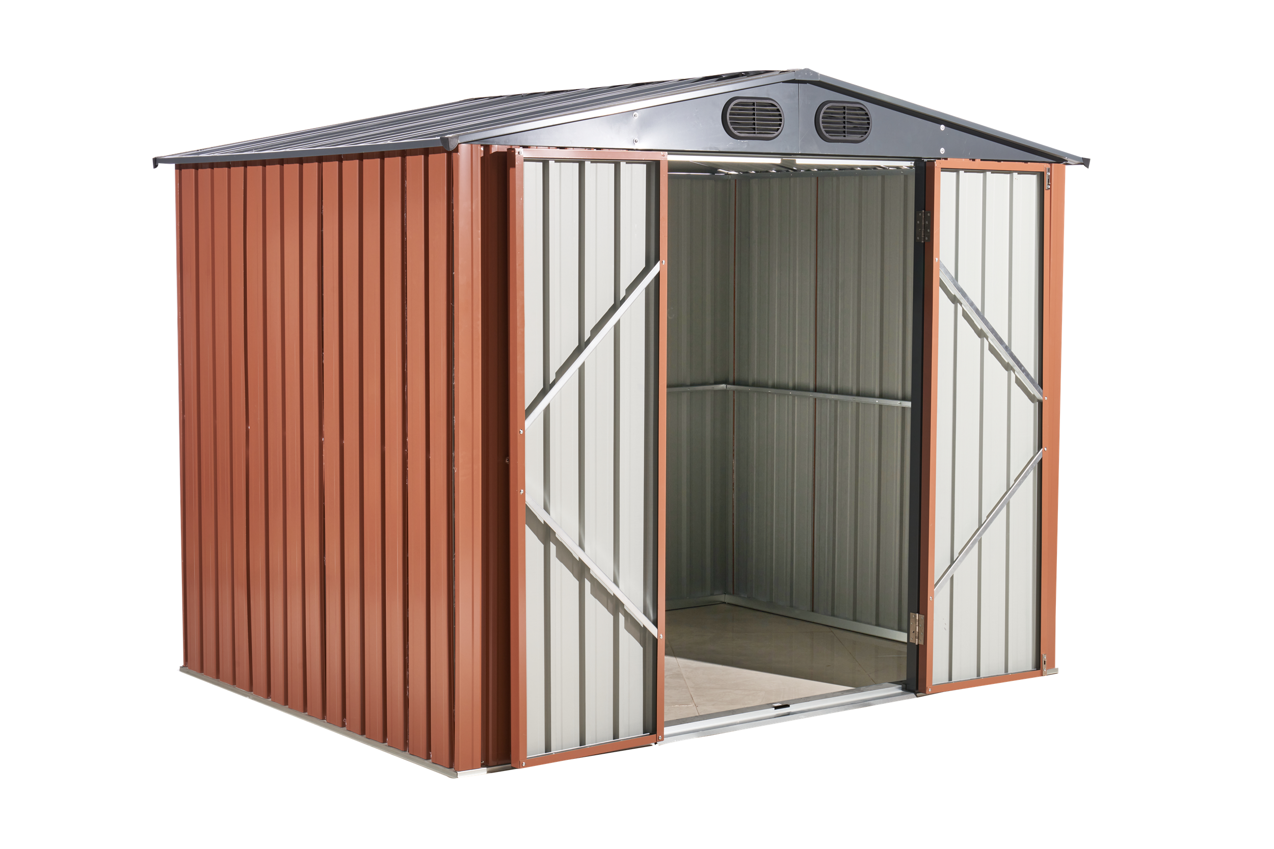 8ft x 6ft Outdoor Galvanized SteelStorage Shed with Lockable Door