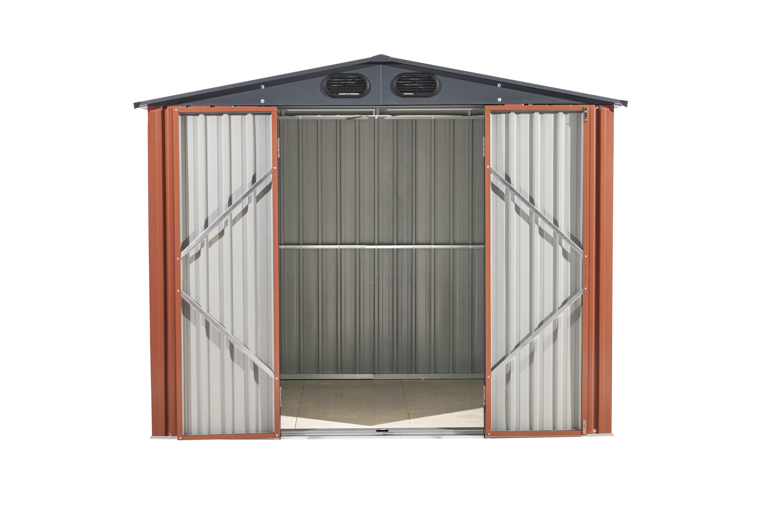 8ft x 6ft Outdoor Galvanized SteelStorage Shed with Lockable Door