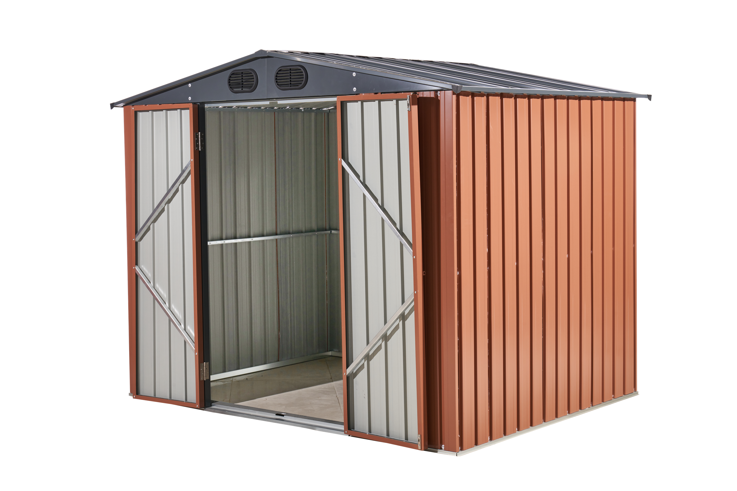 8ft x 6ft Outdoor Galvanized SteelStorage Shed with Lockable Door