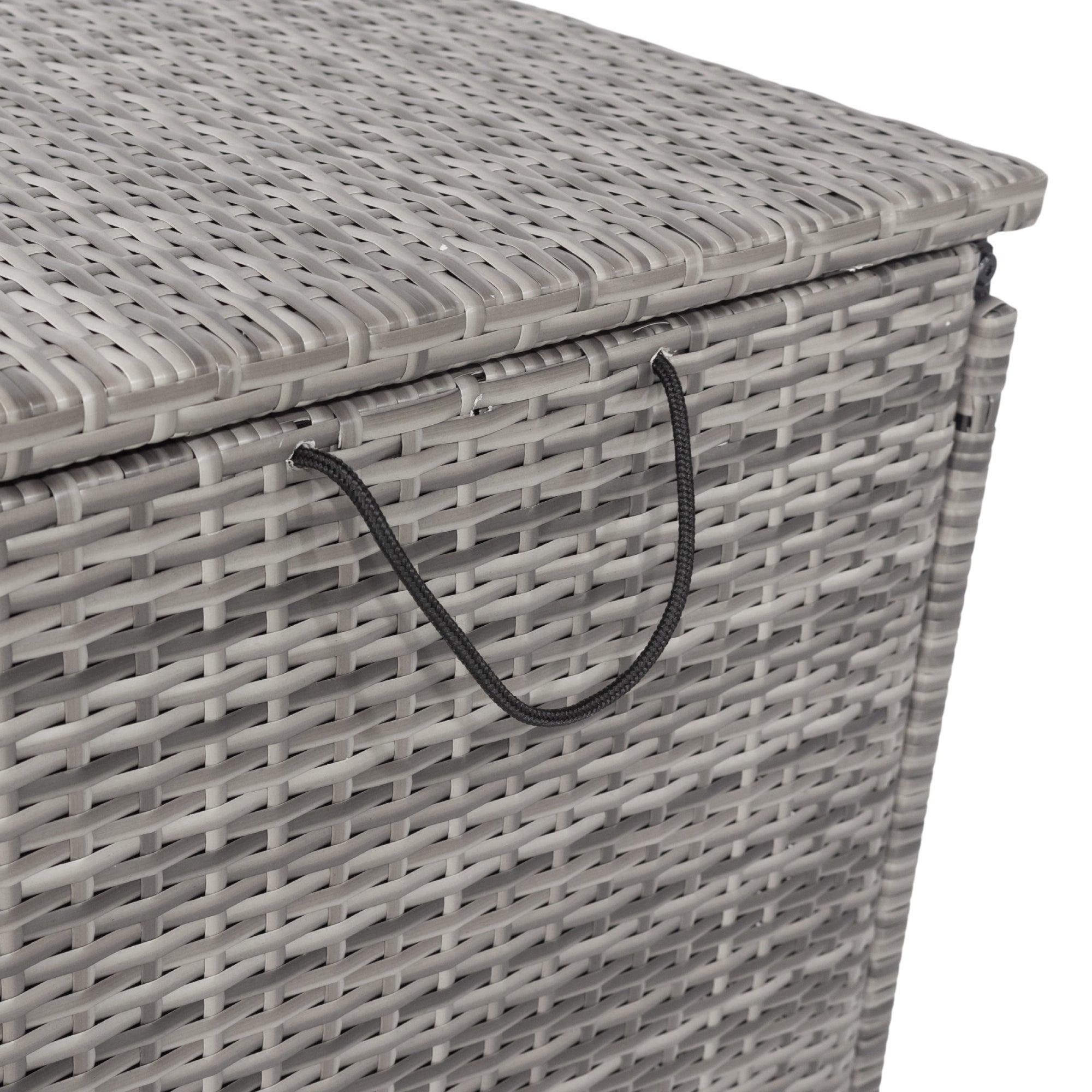 Outdoor 113 Gallon Gray Rattan WickerStorage Wicker Lid