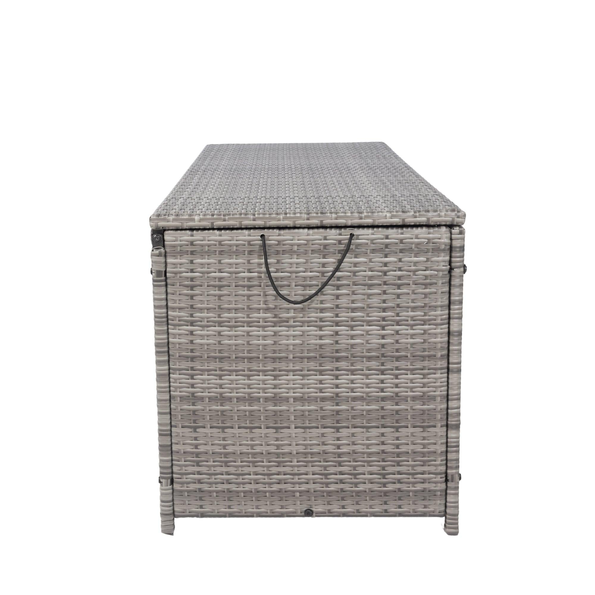 Outdoor 113 Gallon Gray Rattan WickerStorage Wicker Lid